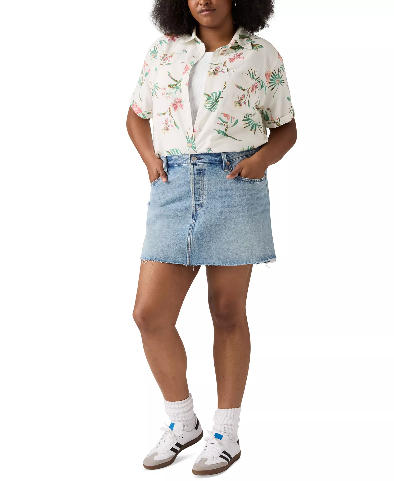 Plus Size Cotton Iconic 501® Mid-Rise Denim Skirt - Woven Minutes Plus - 16W