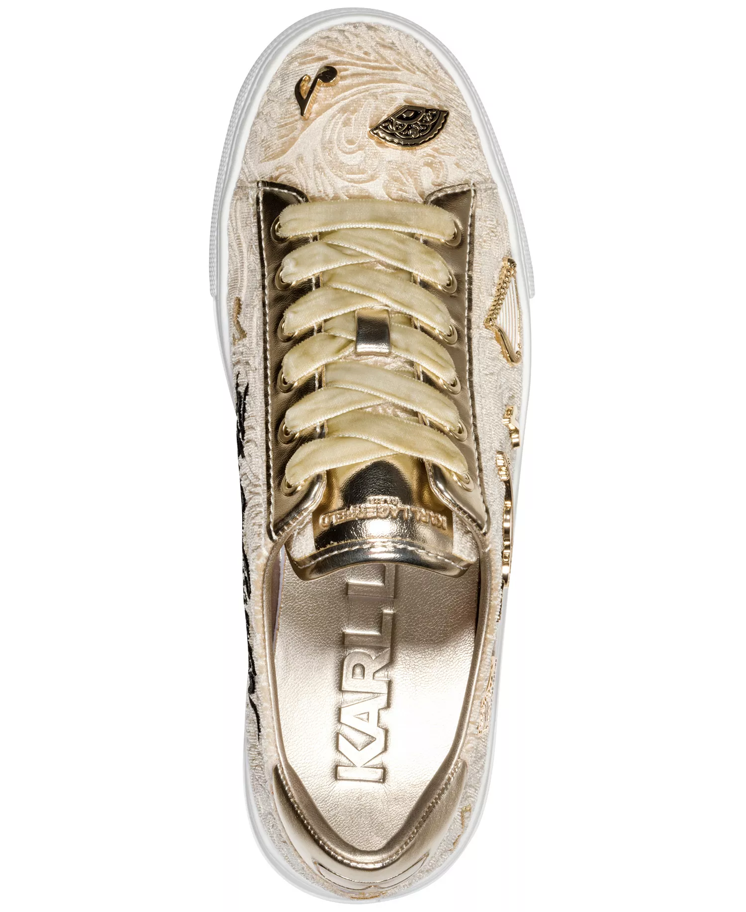 Women's Cate Rococo Pins Round Toe Sneakers - White Gold - 5.5M