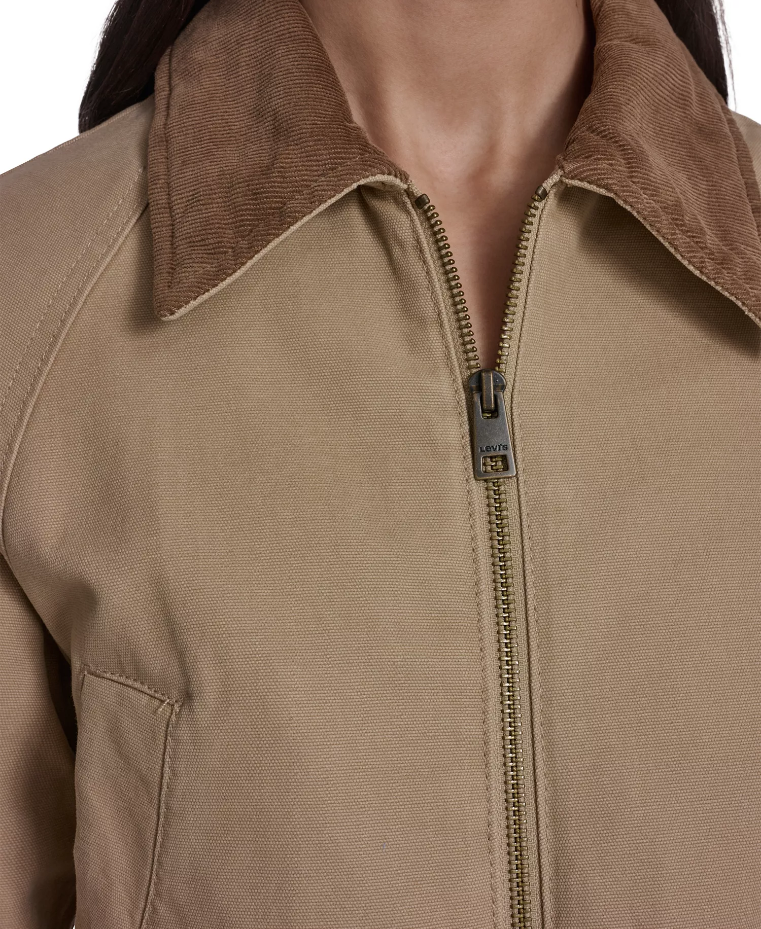 Women's Cinch Waist Barn Jacket - Tan - L