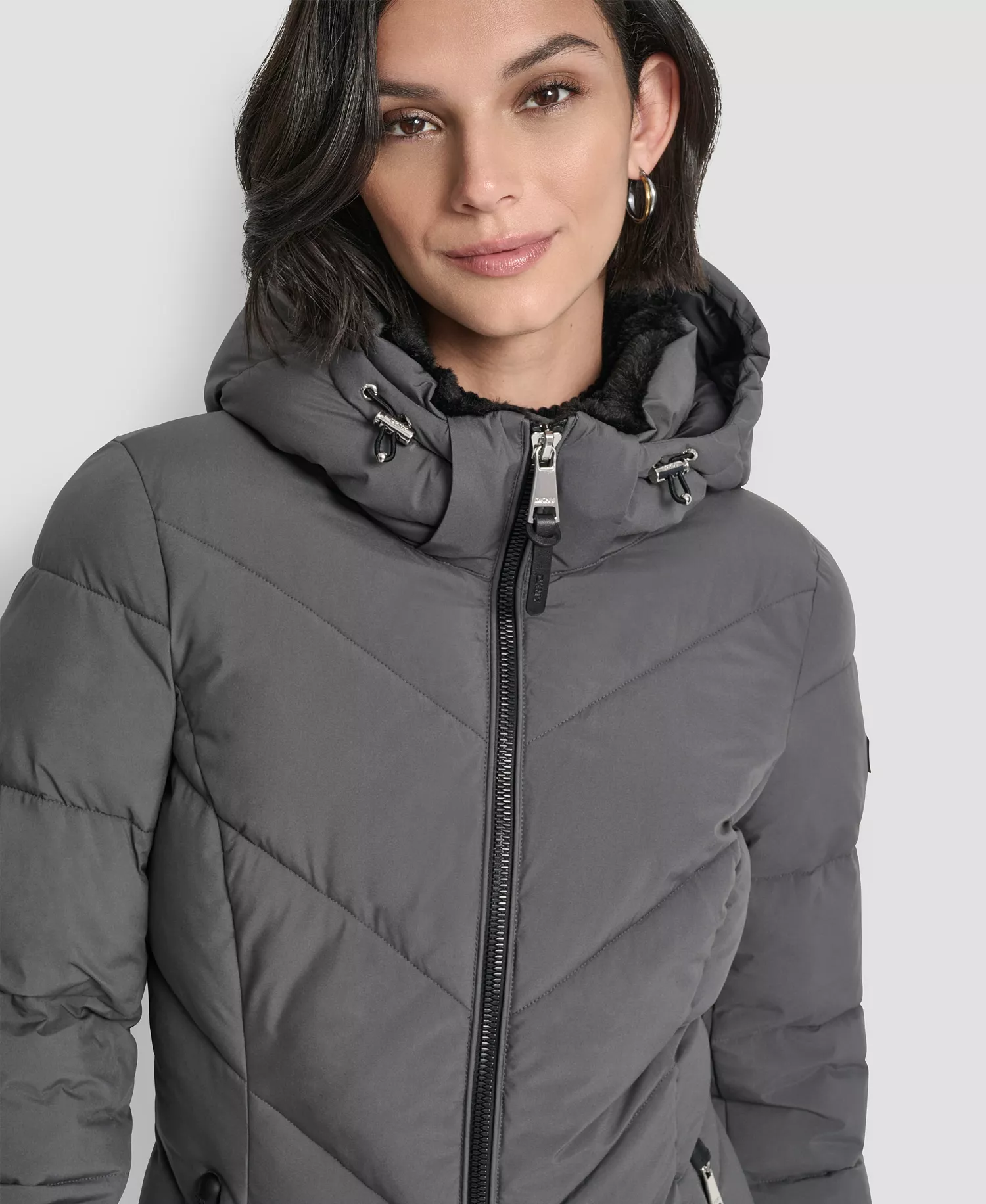 Women's Hooded Zip Front A-Line Maxi Puffer Coat - Titan - L