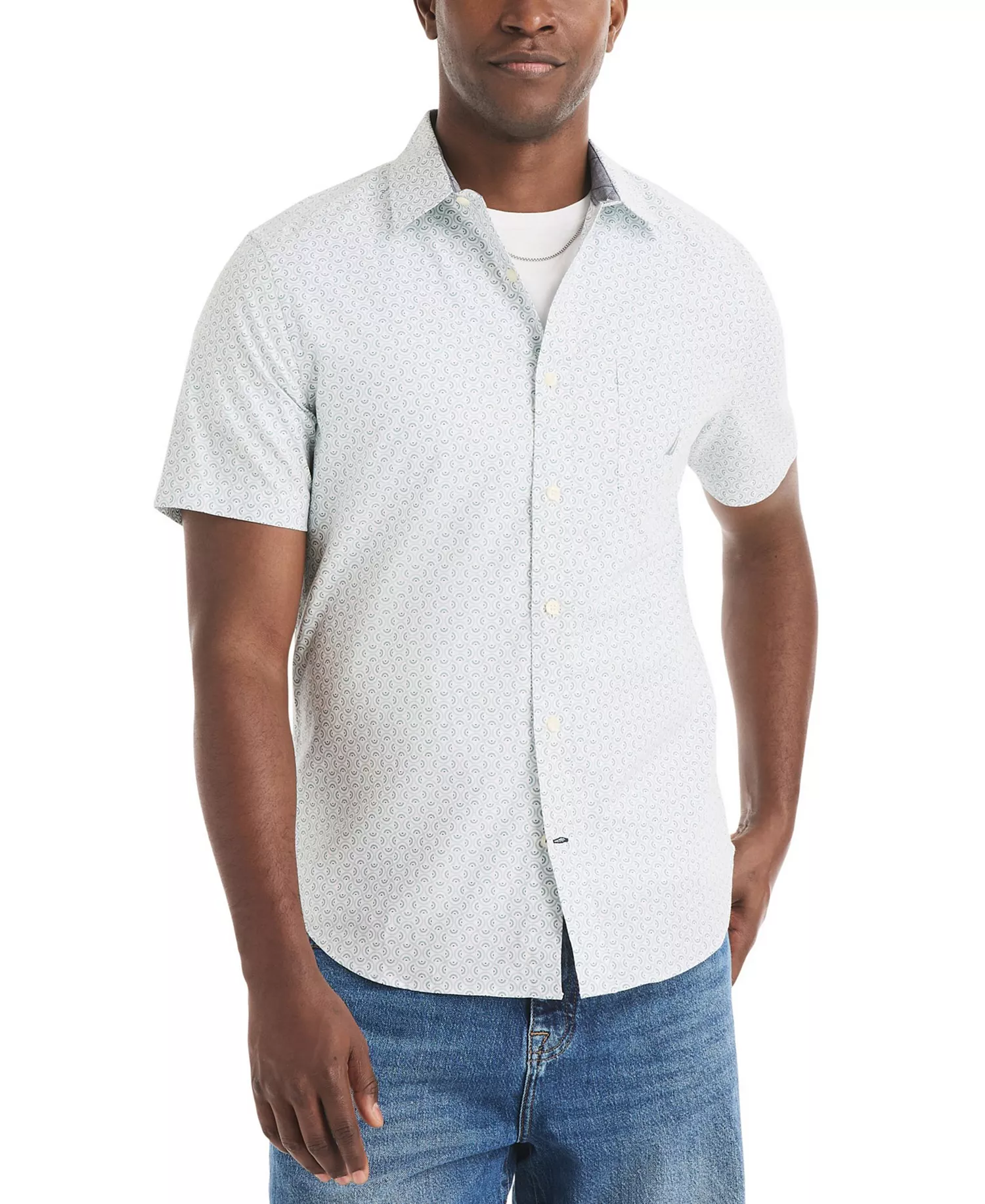Men's Printed Collared Shirt - Light Fern - L