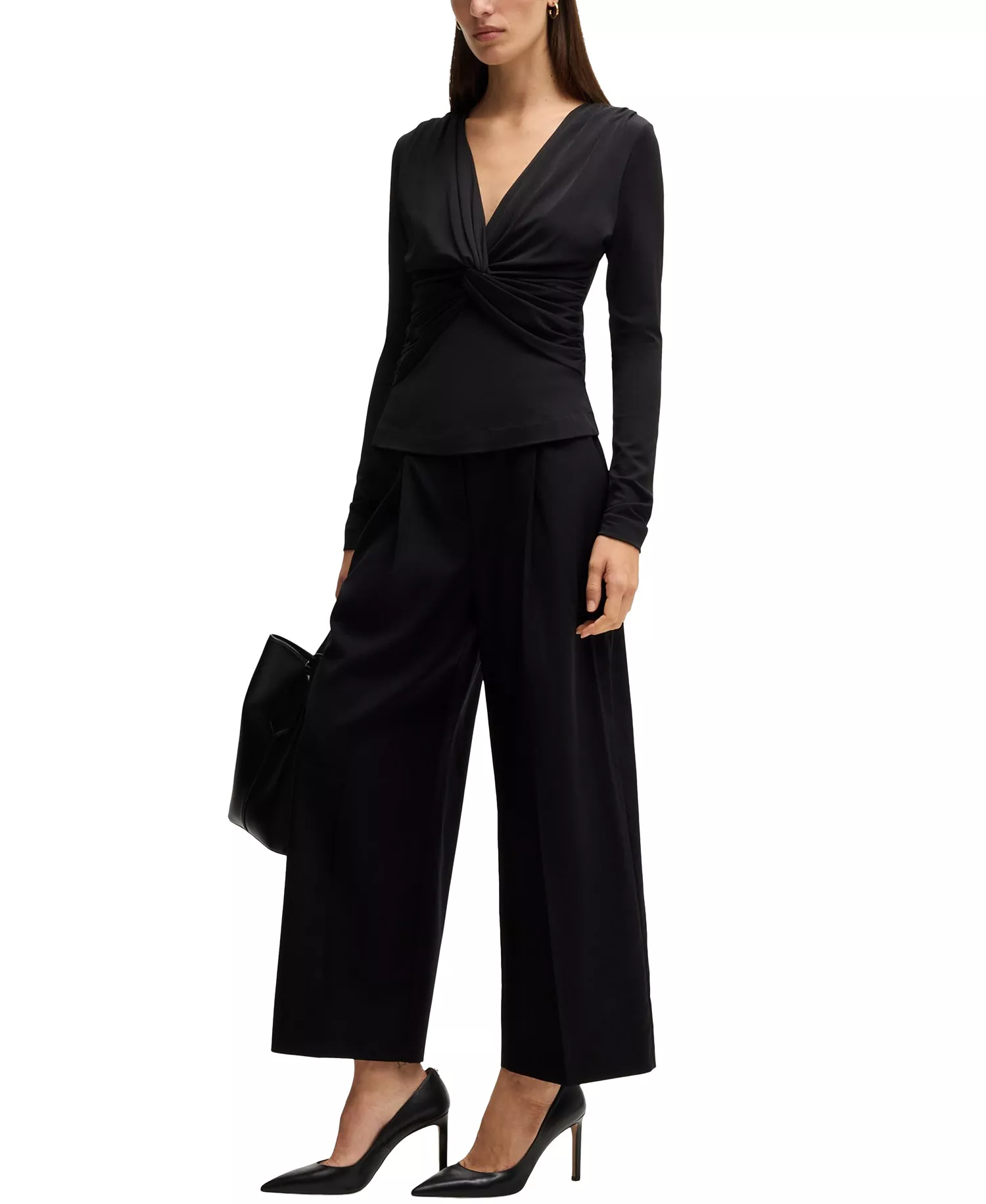 Women's Regular-Fit High-Waisted Trousers - Black - 6