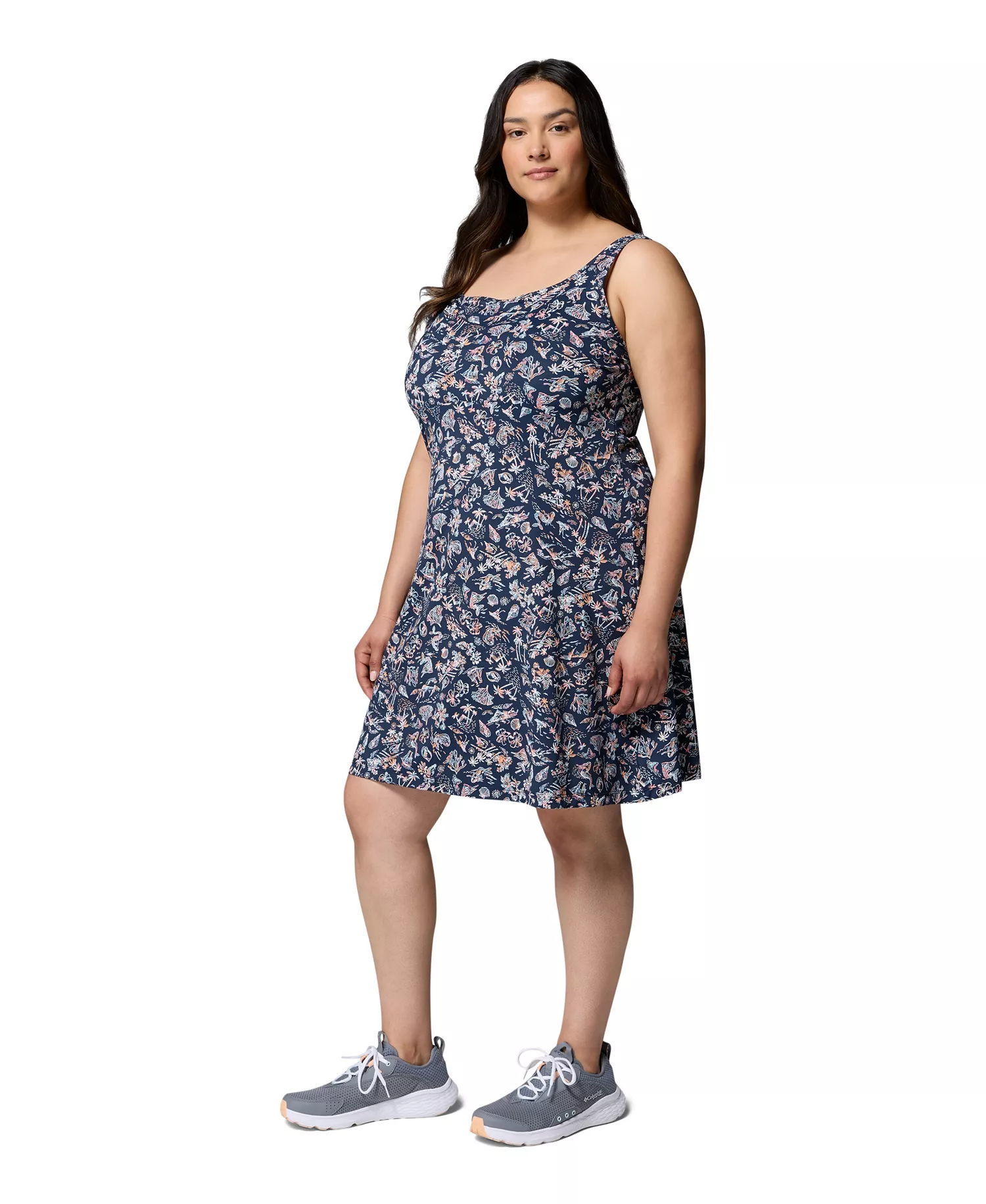 PFG Plus Size Active Printed Freezer III Dress - Collegiate Navy Konakai - 1X
