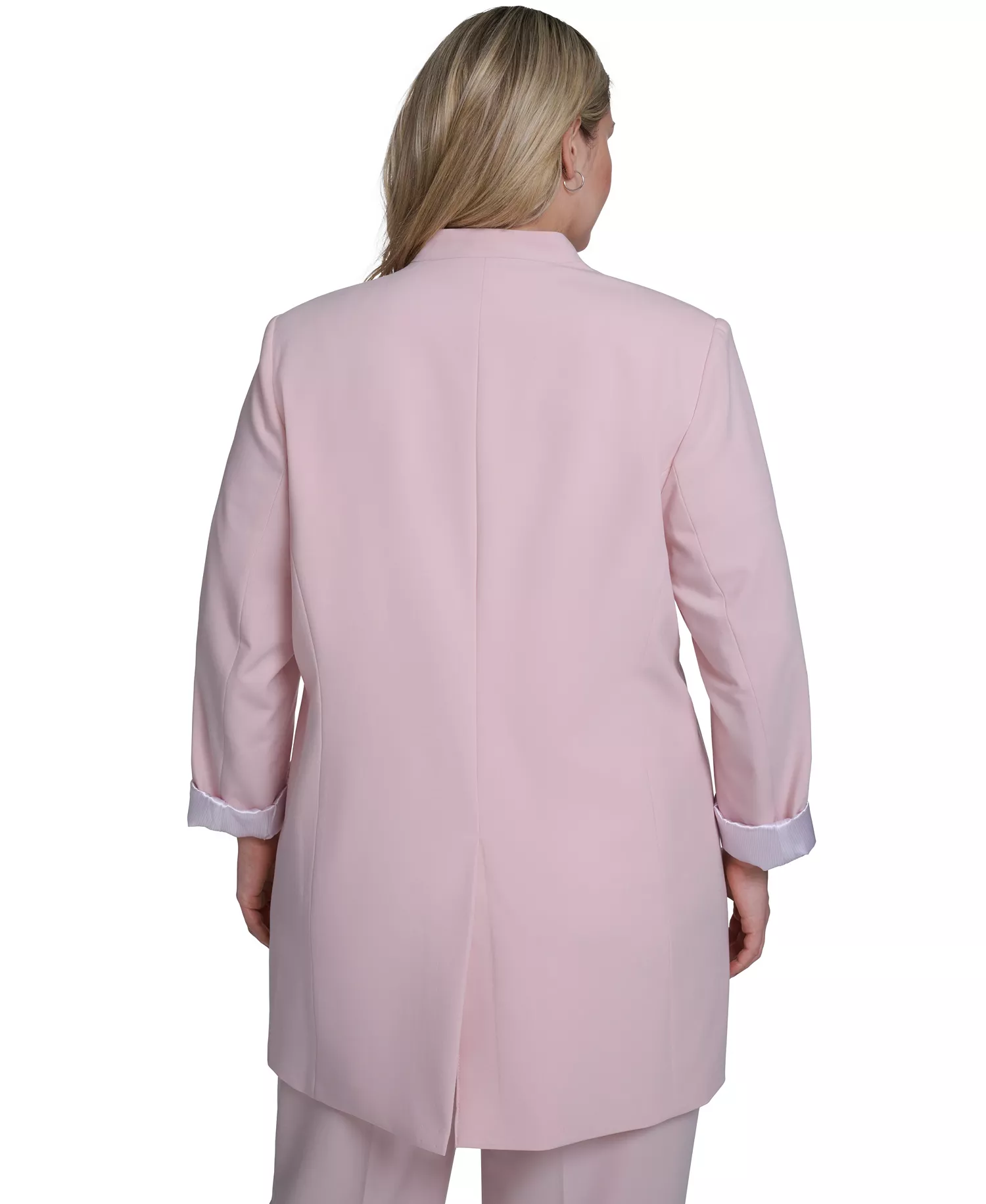 Plus Size Open-Front Notch Collar Jacket - Petal - 14W