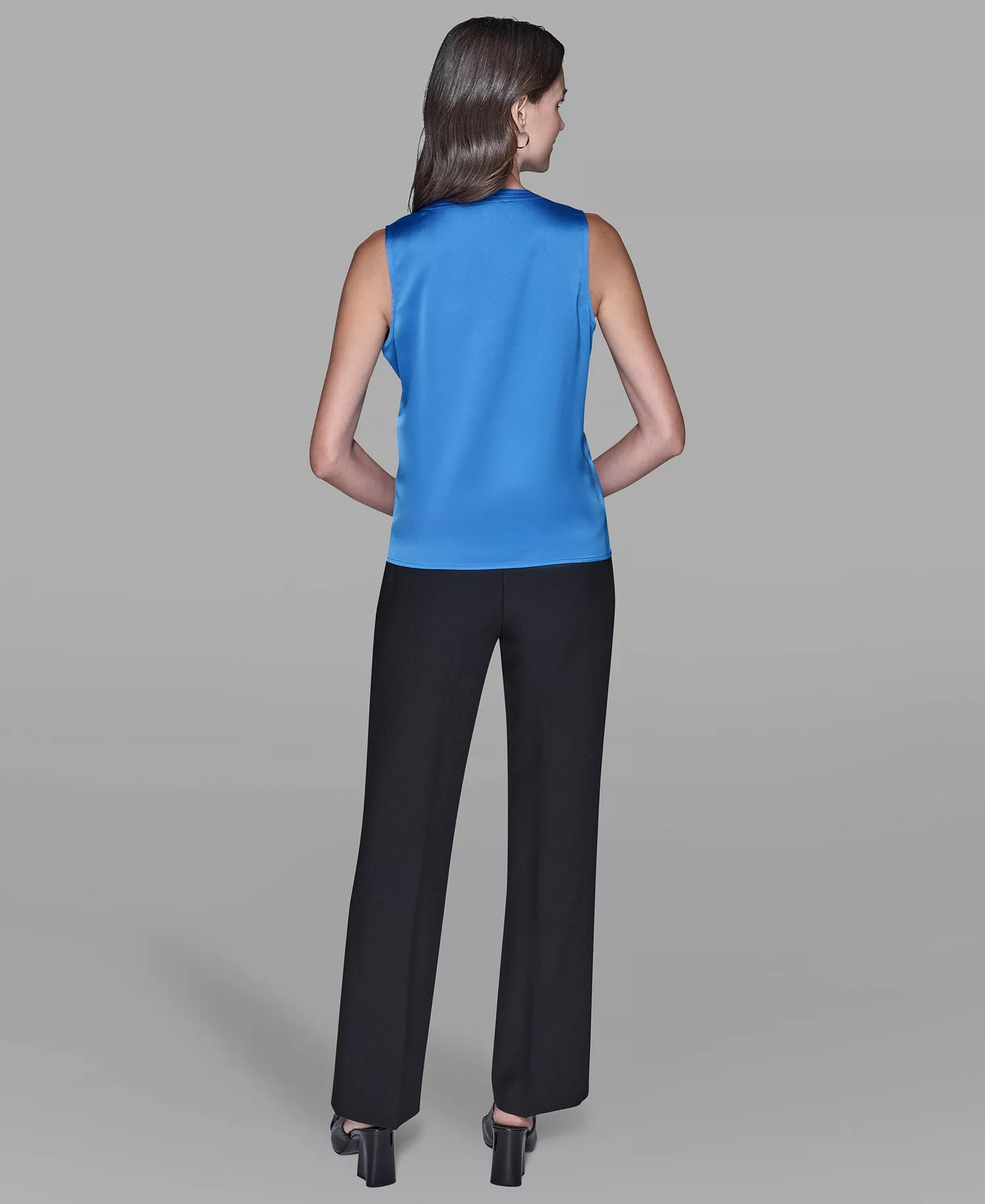 Women's Sleeveless V-Neck Top - French Blue - L