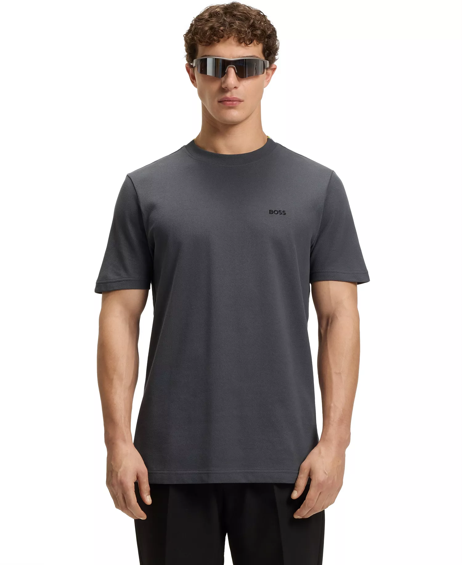Men's Cotton-Pique Regular Fit T-Shirt - Dark Gray - 2XL