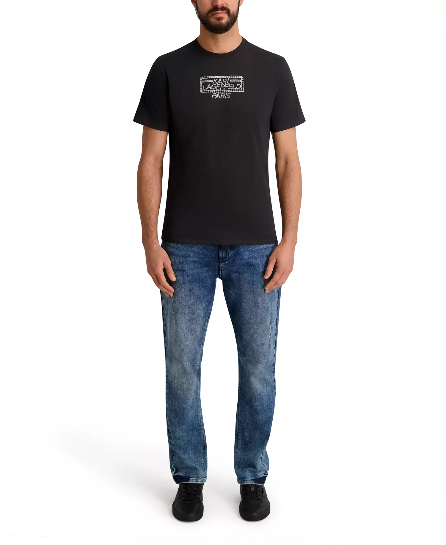 Men's Metallic Finish Logo Regular-Fit T-Shirt - Black - 2XL