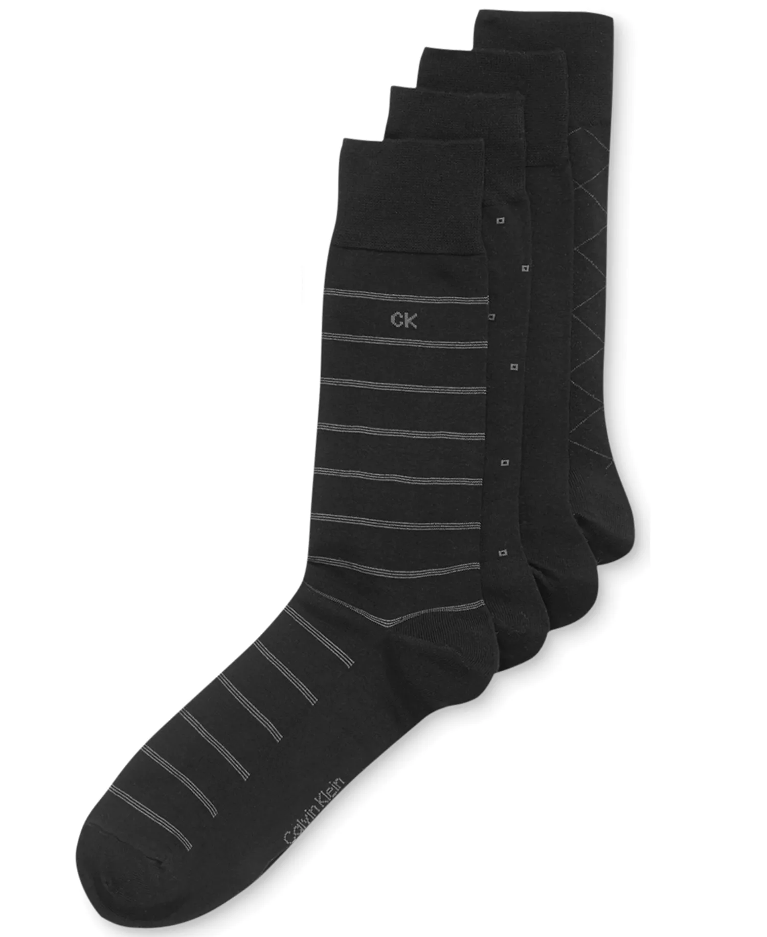 4-Pack Patterned Dress Socks - Black - 7-12