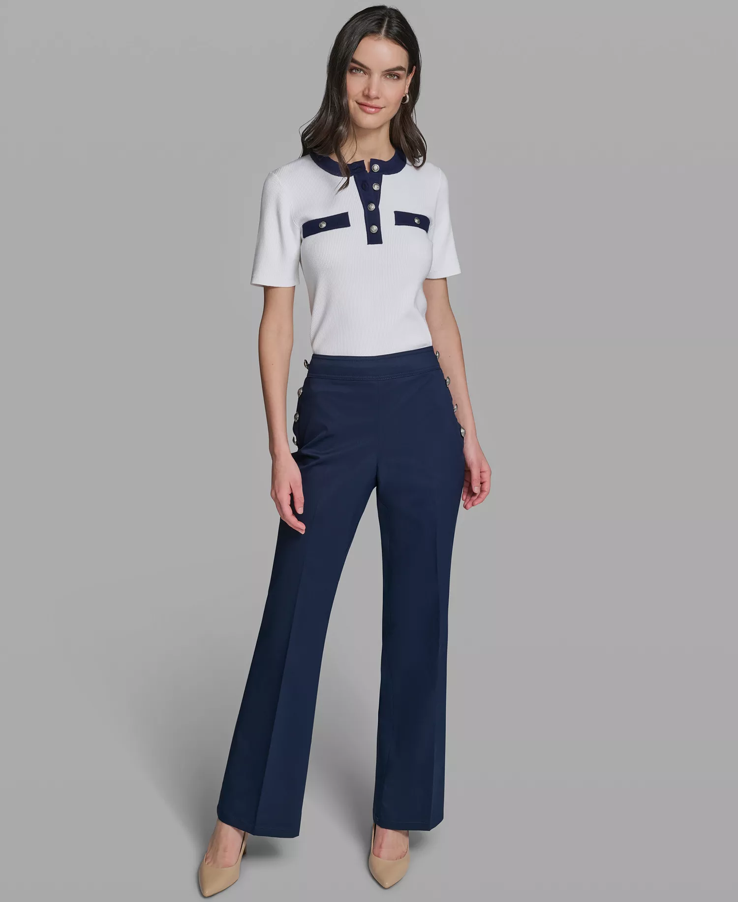 Women's Wide-Leg Mid-Rise Sailor Pants - Navel Academy - 0
