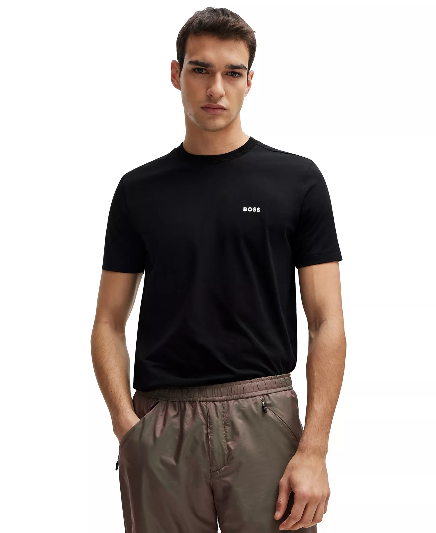 Men's Contrast Logo Regular-Fit T-Shirt - Black - 2XL