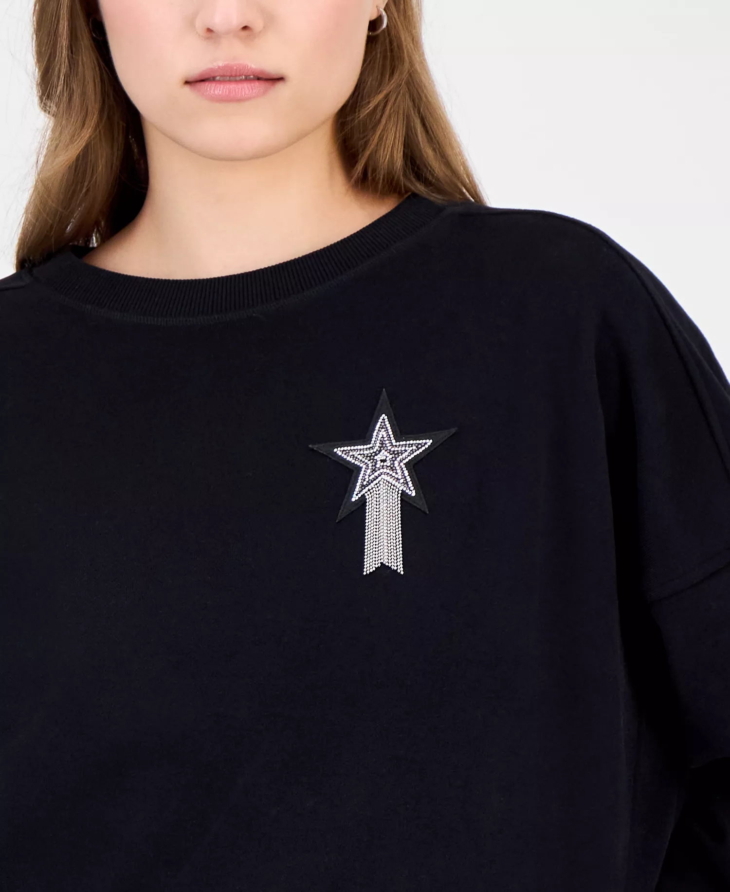 Women's Star Graphic Sweatshirt - Black - L