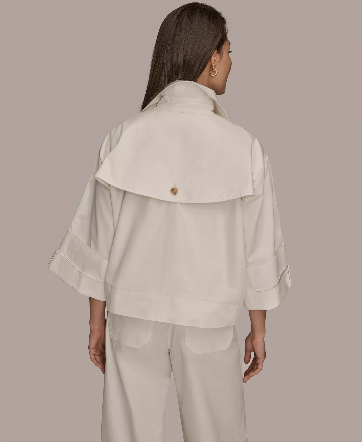 Women's Cotton Twill Button Front Jacket - Cream - L