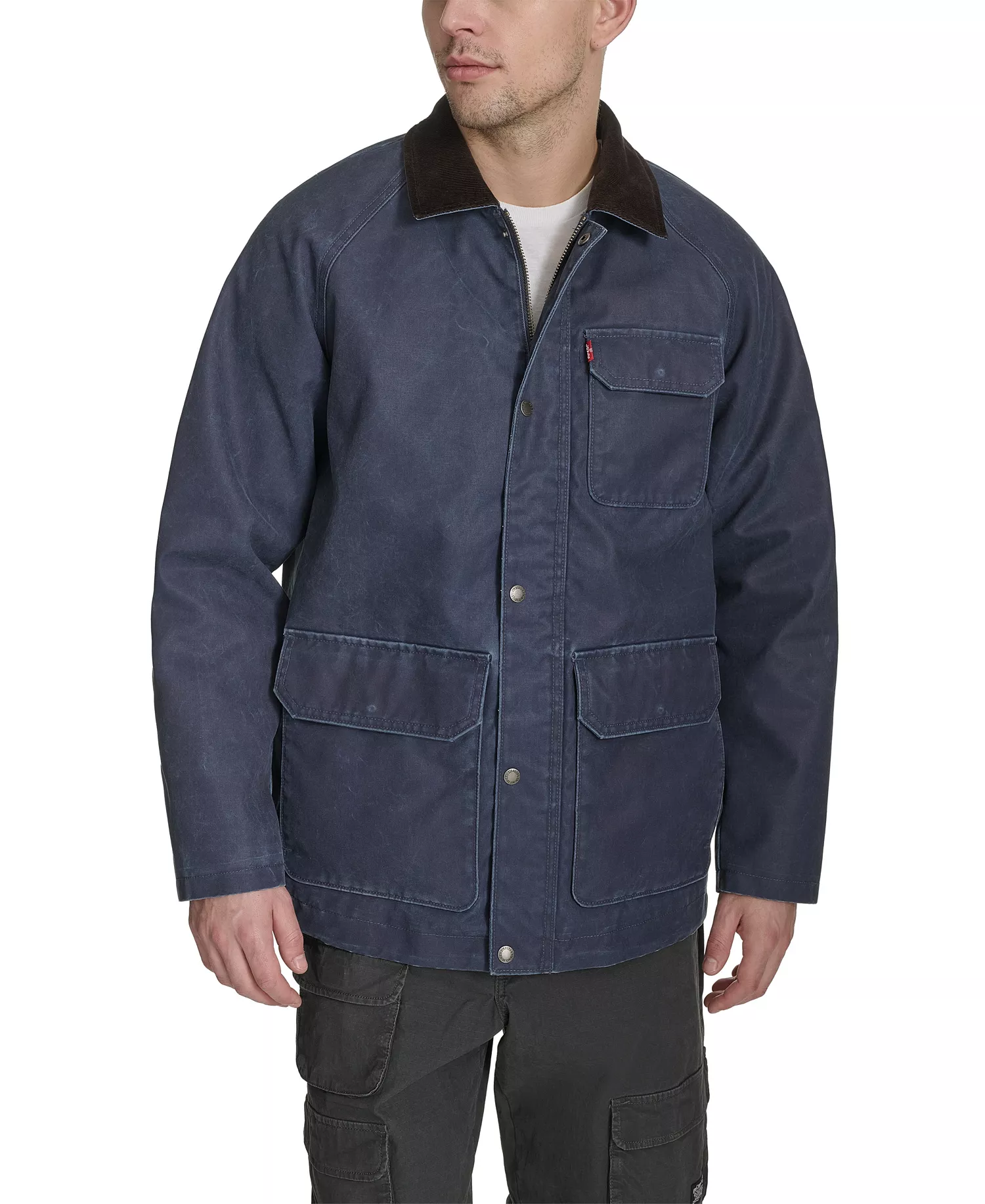 Men's Corduroy Collar Barn Jacket - Navy - 2XL
