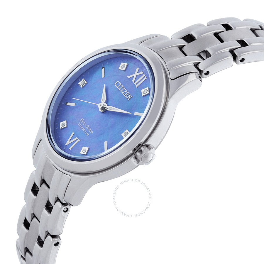 Citizen Eco-Drive Titanium Diamond Blue Mother of Pearl Dial Ladies Watch