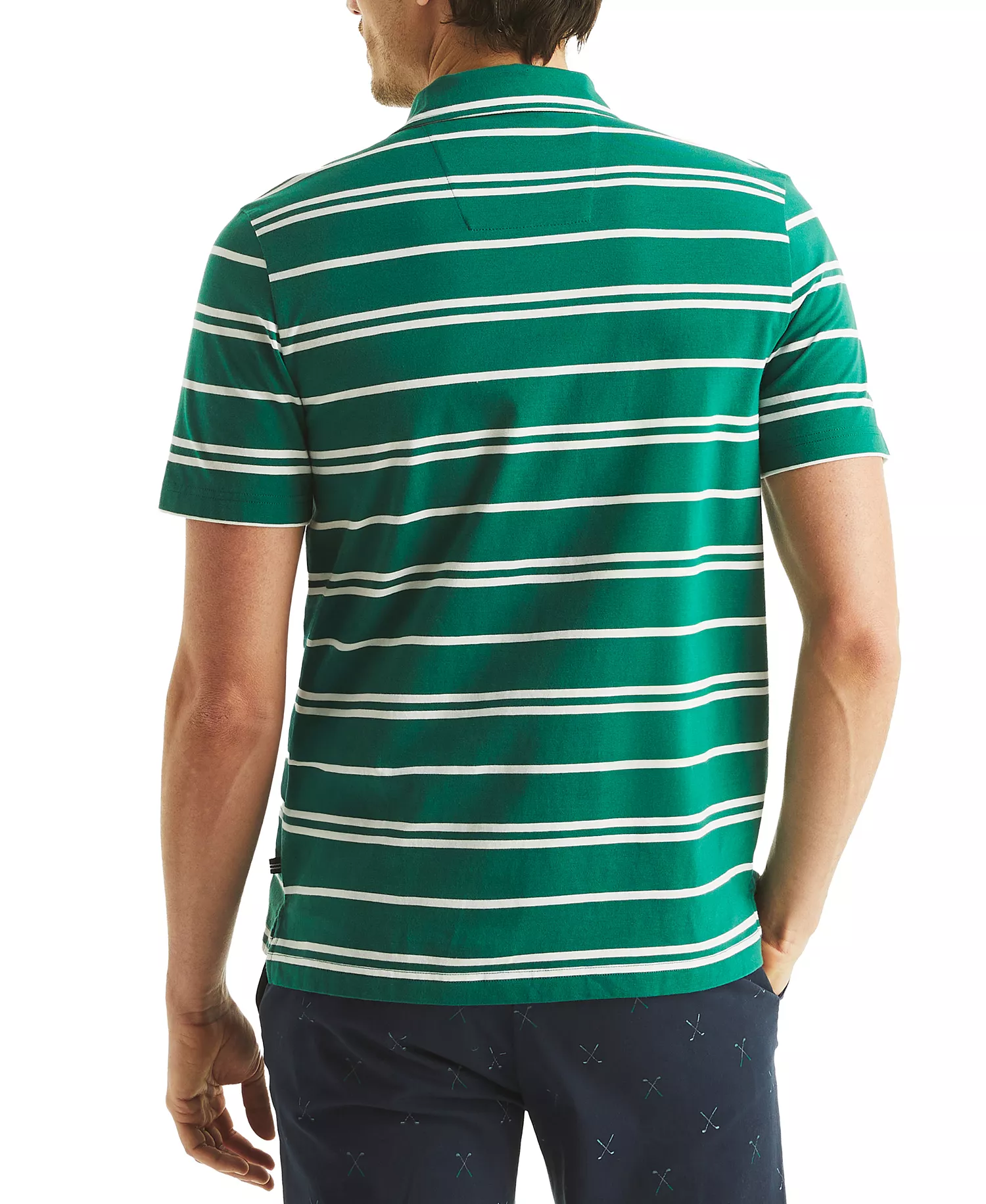 Men's Short Sleeve Striped Polo Shirt - Green Leaf - 2XL
