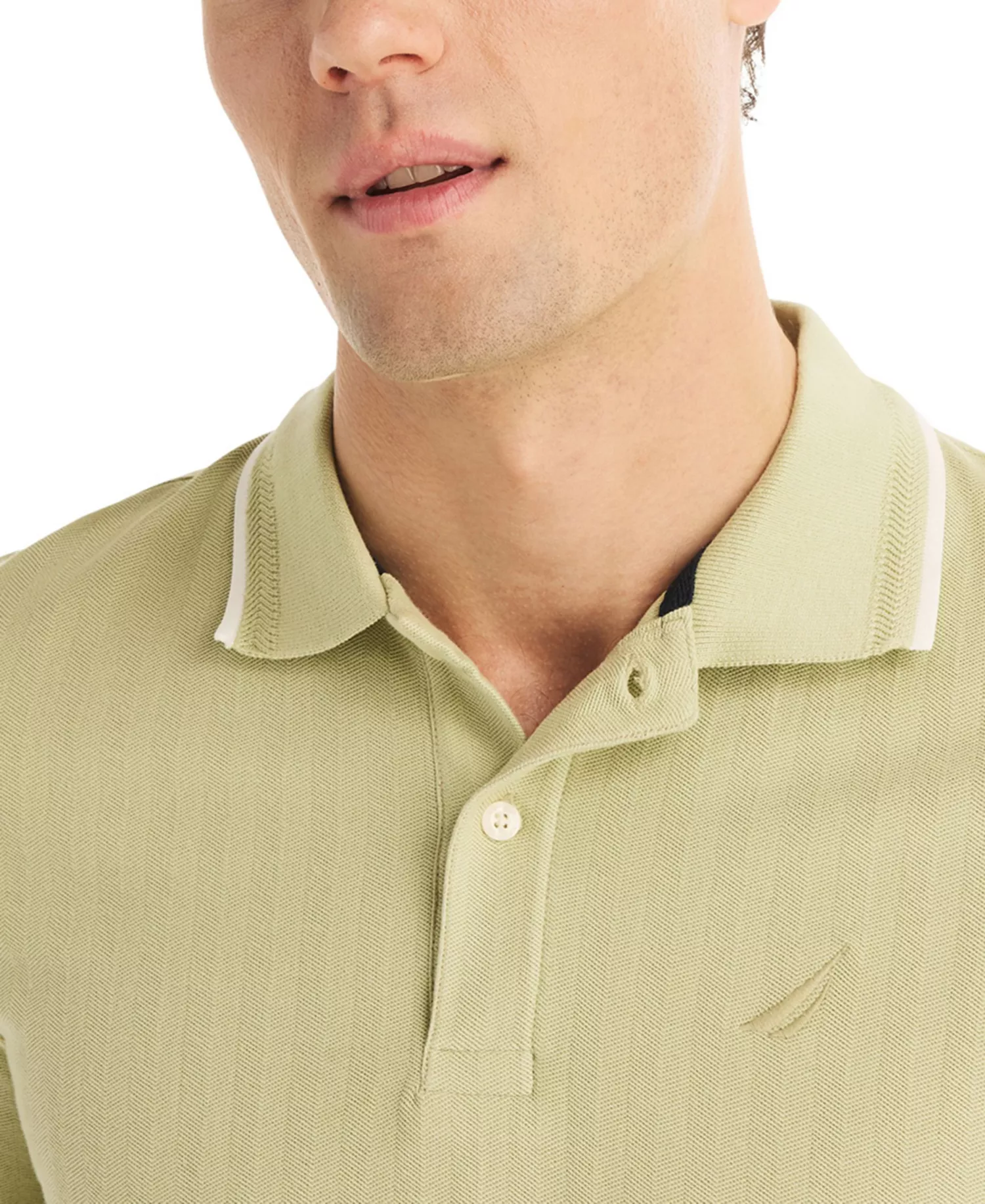 Men's Herringbone Short-Sleeve Polo Shirt - Delta Moss - L