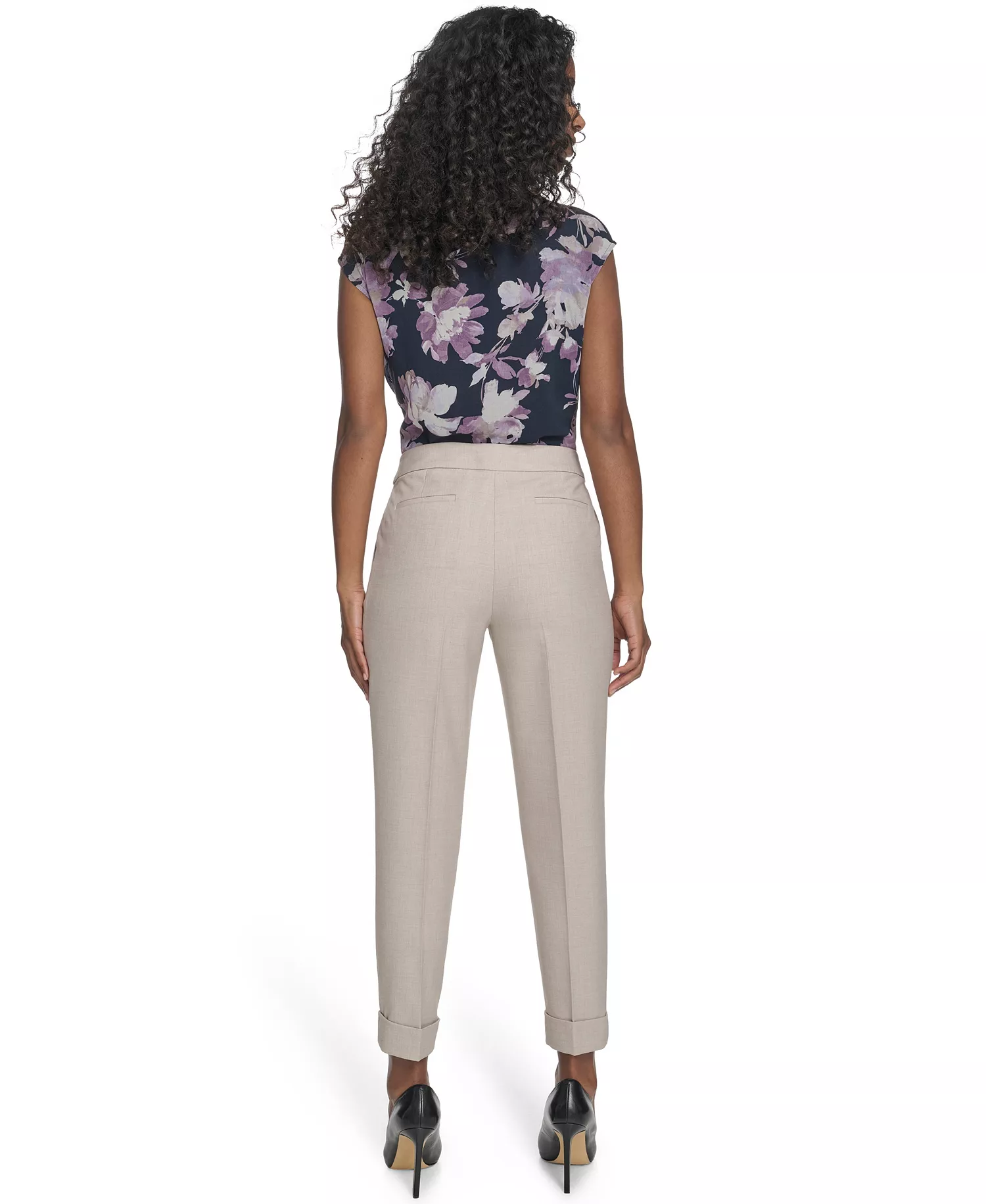 Women's Slim Leg Rolled Cuff Pants - Oyster Multi - 0