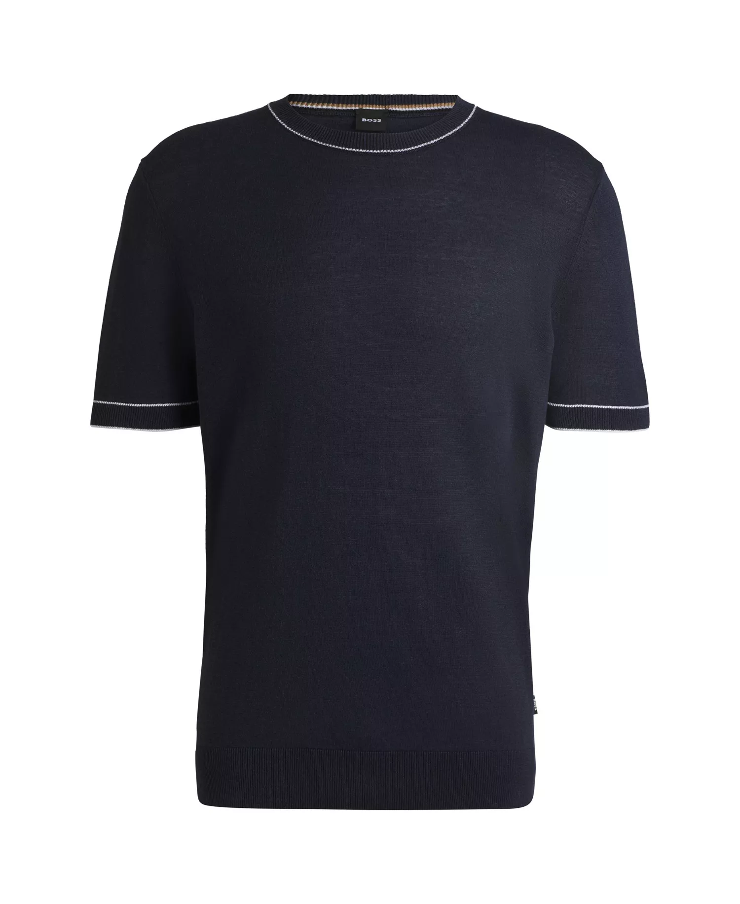 Men's Linen-Blend Knit Sweater - Dark Blue - 2XL