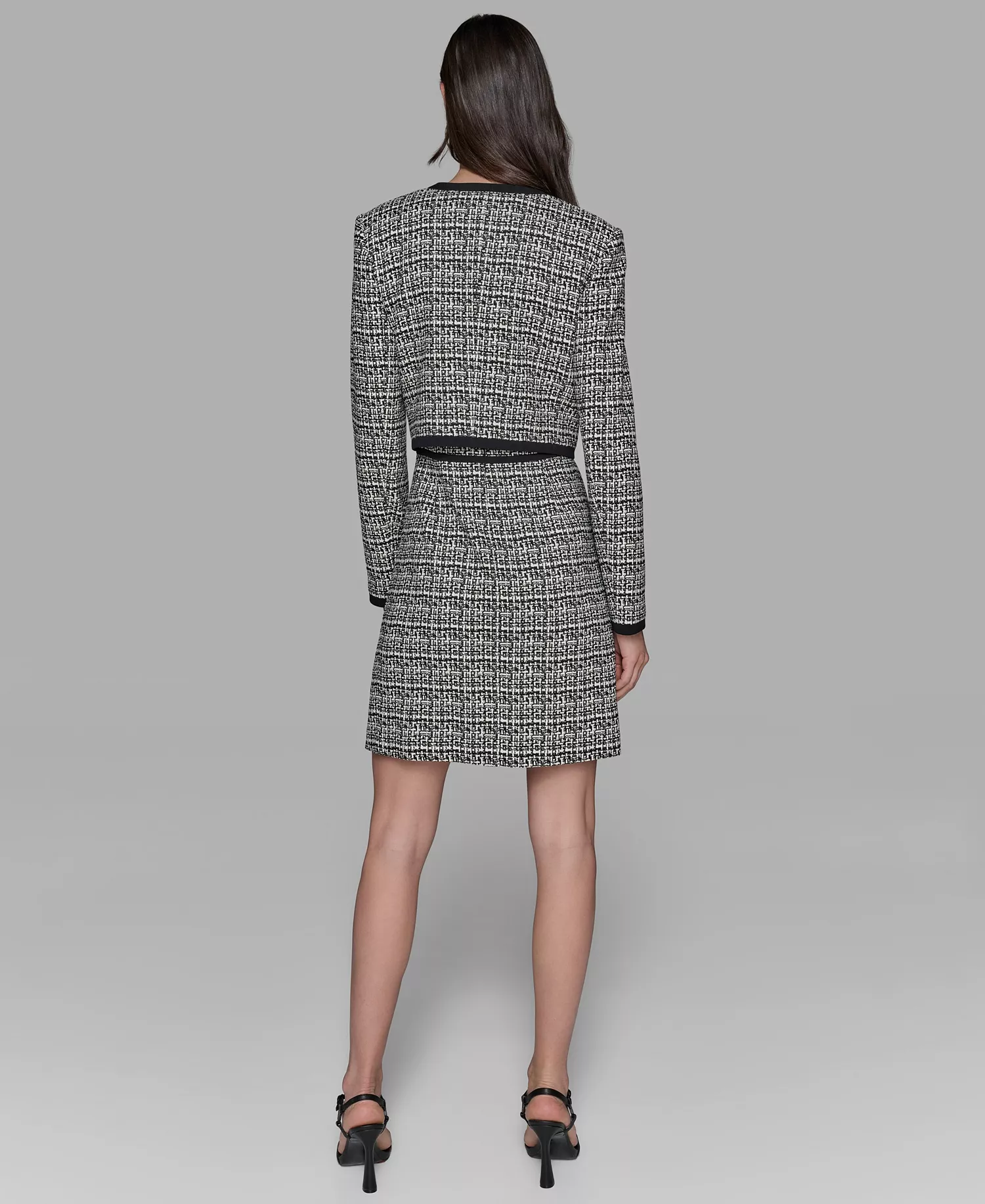 Women's Textured Jacquard Jacket - Black/ Soft White - 10