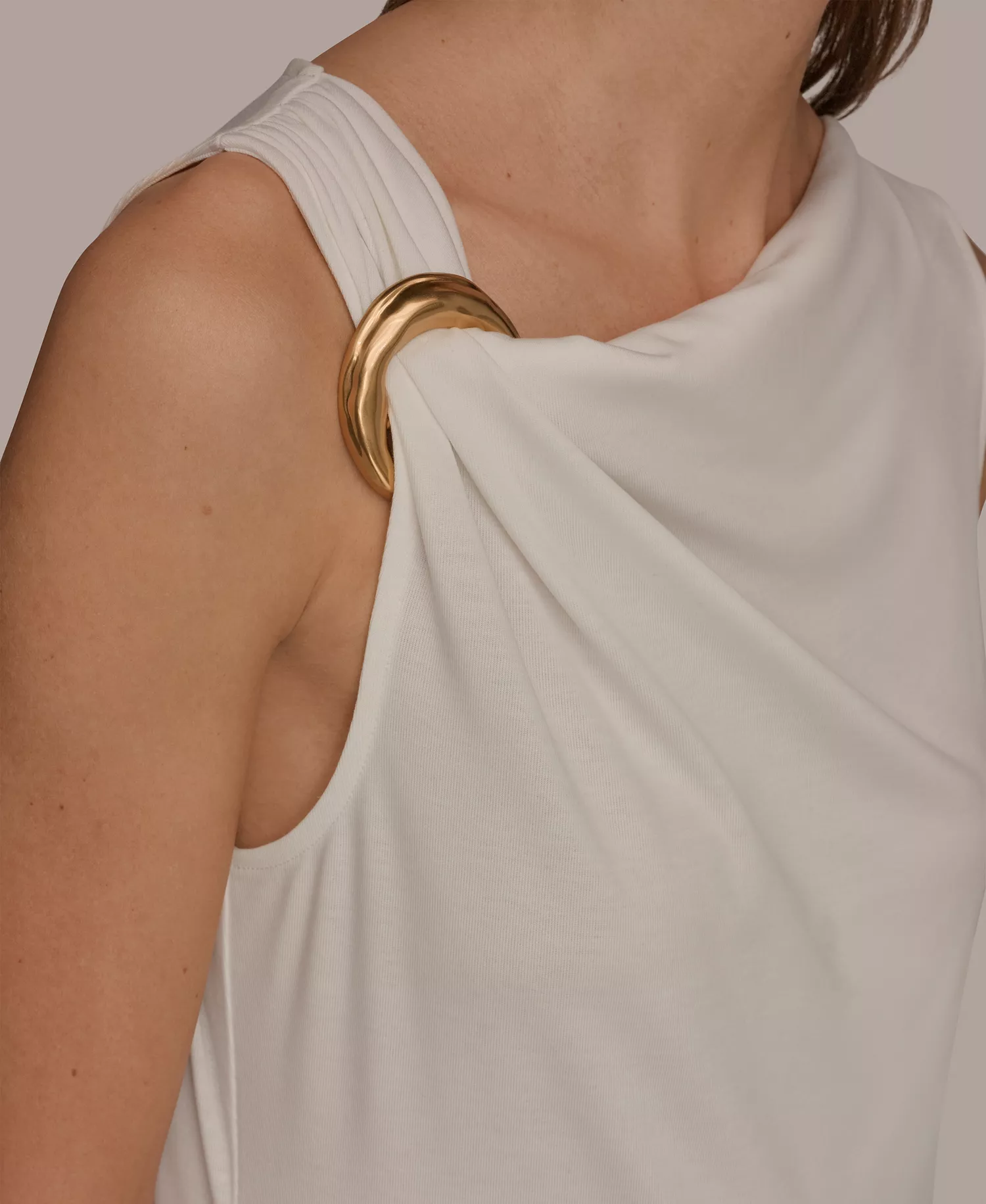 Women's Cowl Neck Top - Cream - L