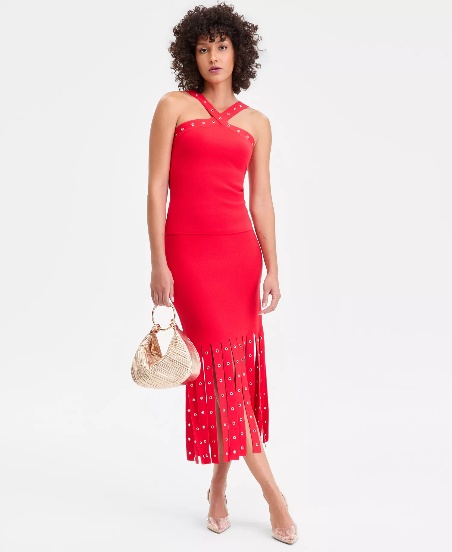 Women's Grommet Sweater Tank - Cherry Flame - L