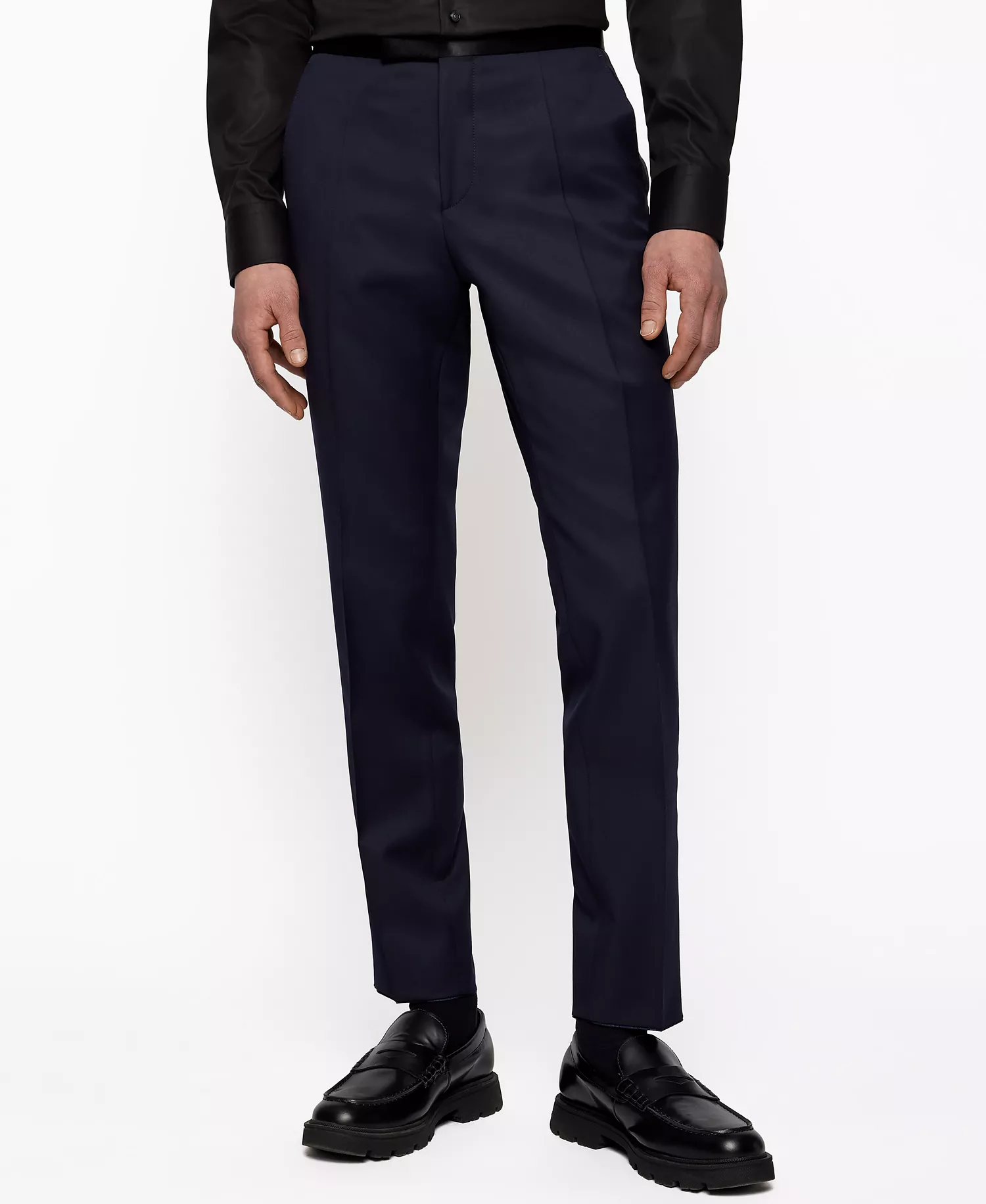 Men's Slim-Fit Tuxedo Trousers - Dark Blue - 30R