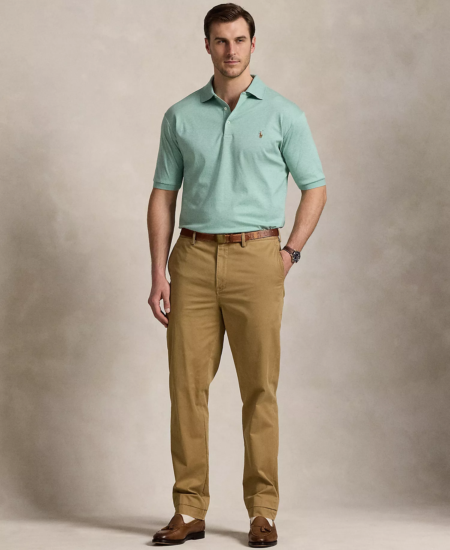 Men's Big & Tall Classic Fit Soft Cotton Polo - Celadon Heather - 2LT