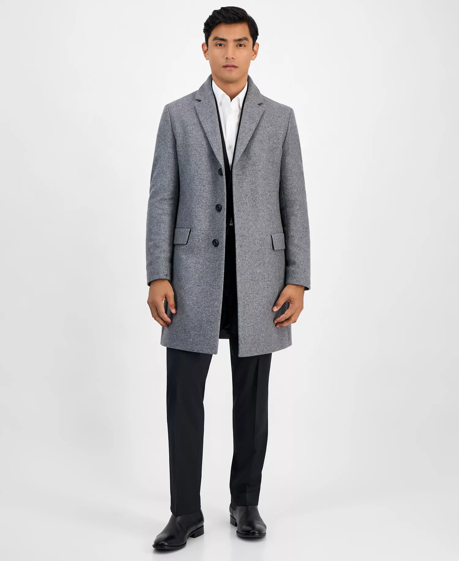 Men's Slim-Fit Wool-Cashmere Overcoat - Light Grey - 38R