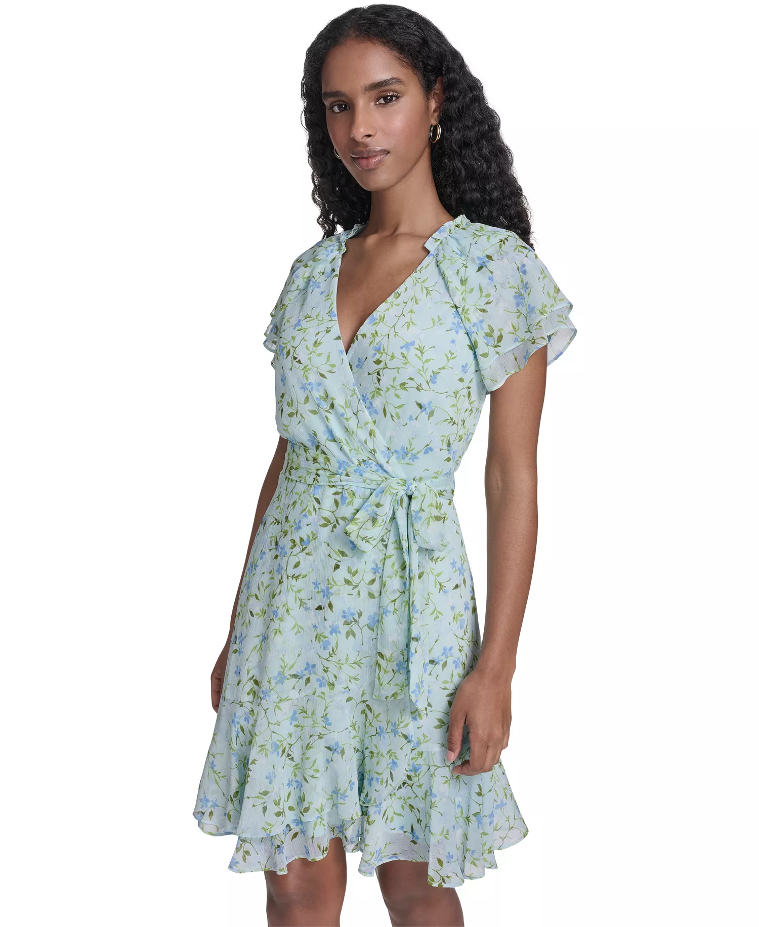 Women's Flutter-Sleeve Wrap Dress - Harbor gray - 10