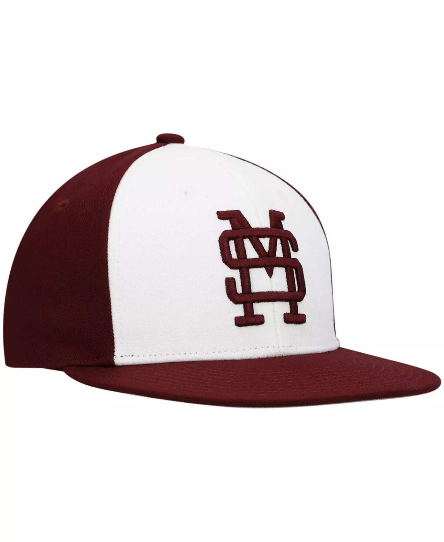 Men's White and Maroon Mississippi State Bulldogs Team On-Field Baseball Fitted Hat - White, Maroon - 7 1/2