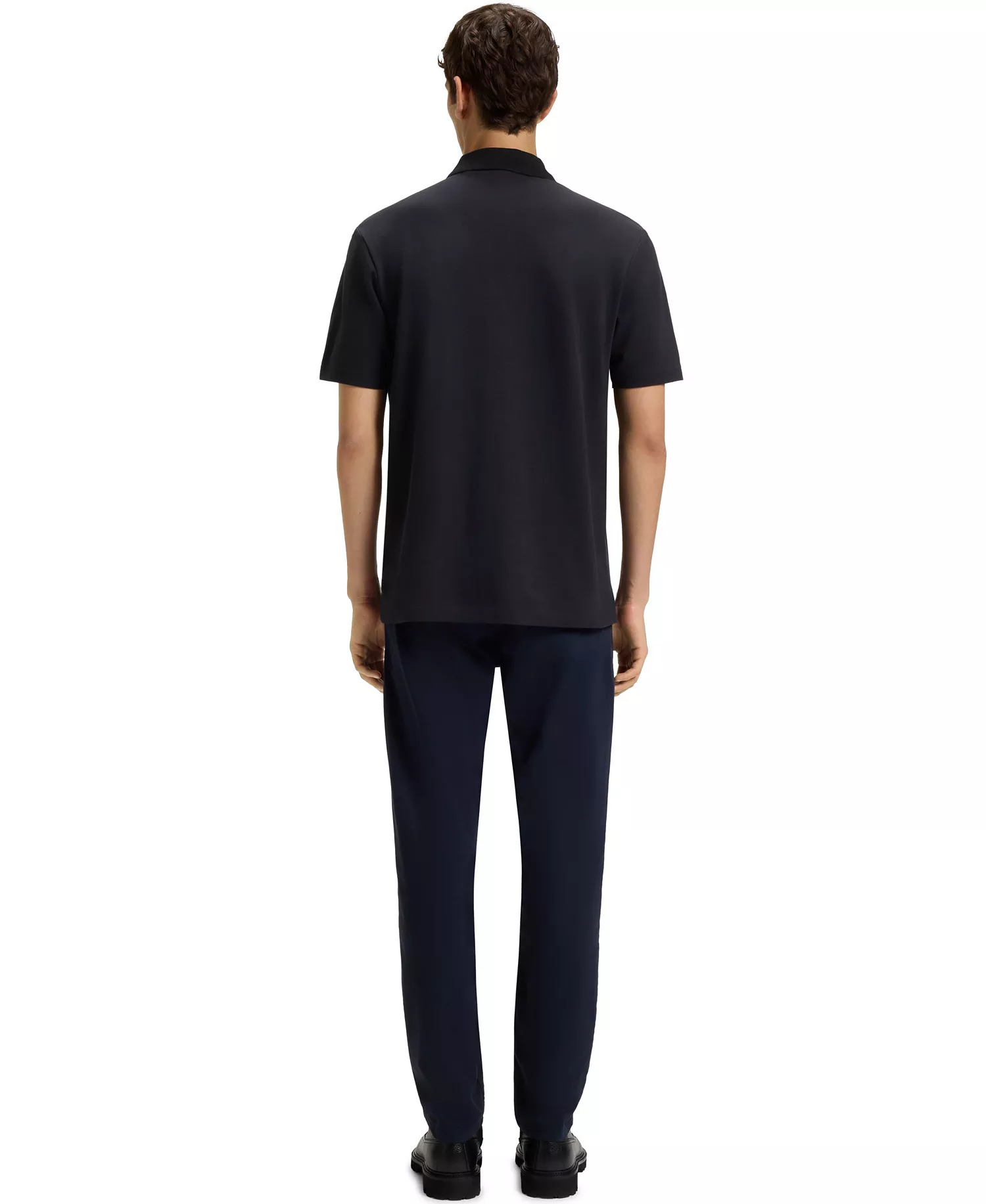 Men's Cotton Pique Relaxed-Fit Polo Shirt - Dark Blue - 2XL