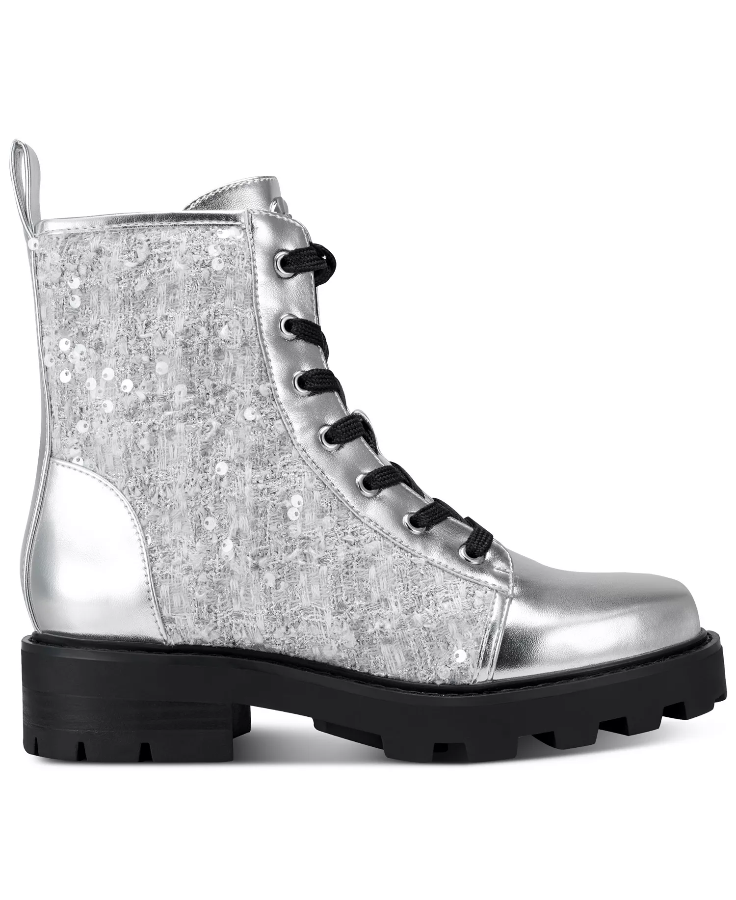 Women's Marlee Lace-Up Sequin Boots - Silver - 5