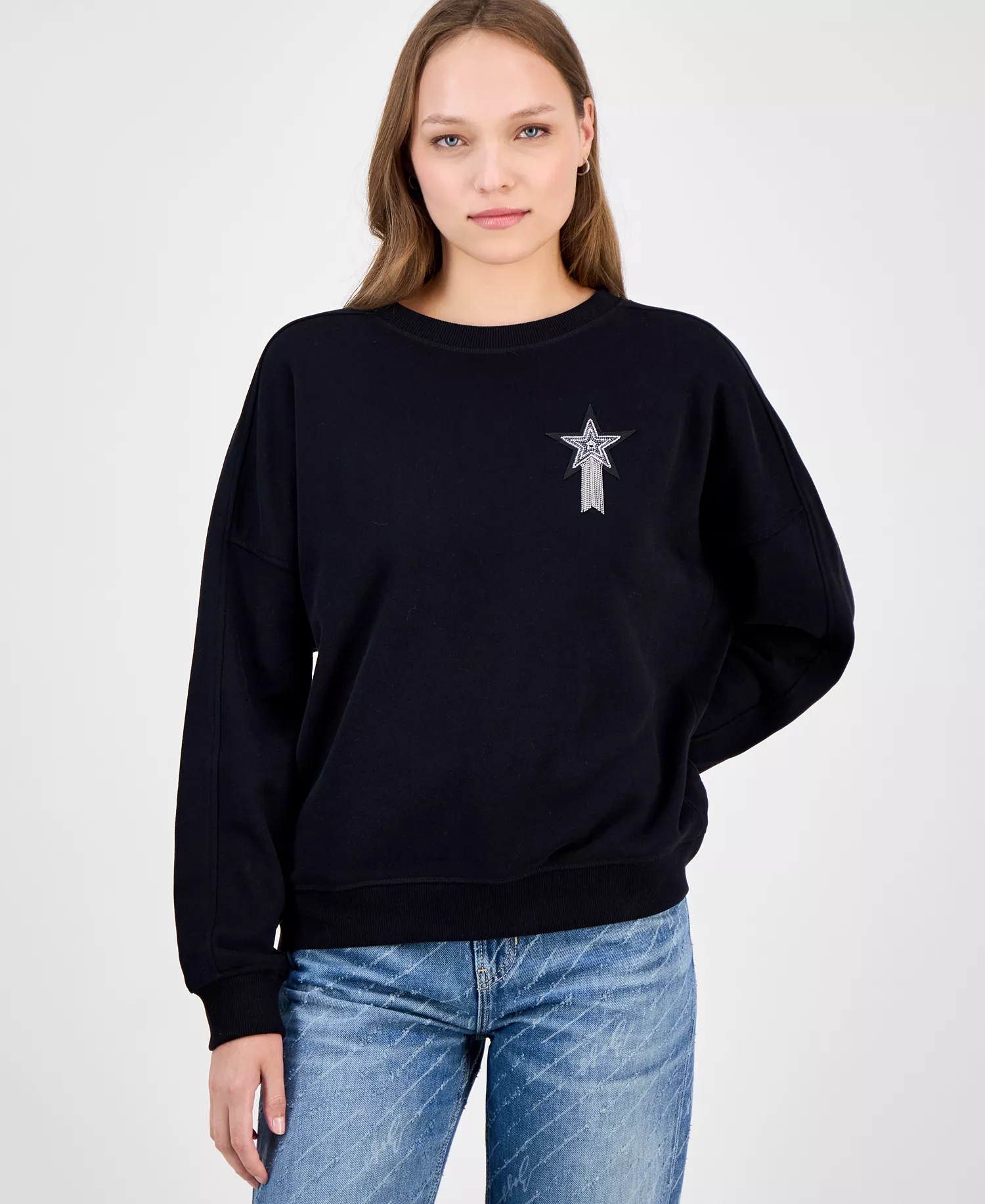 Women's Star Graphic Sweatshirt - Black - L