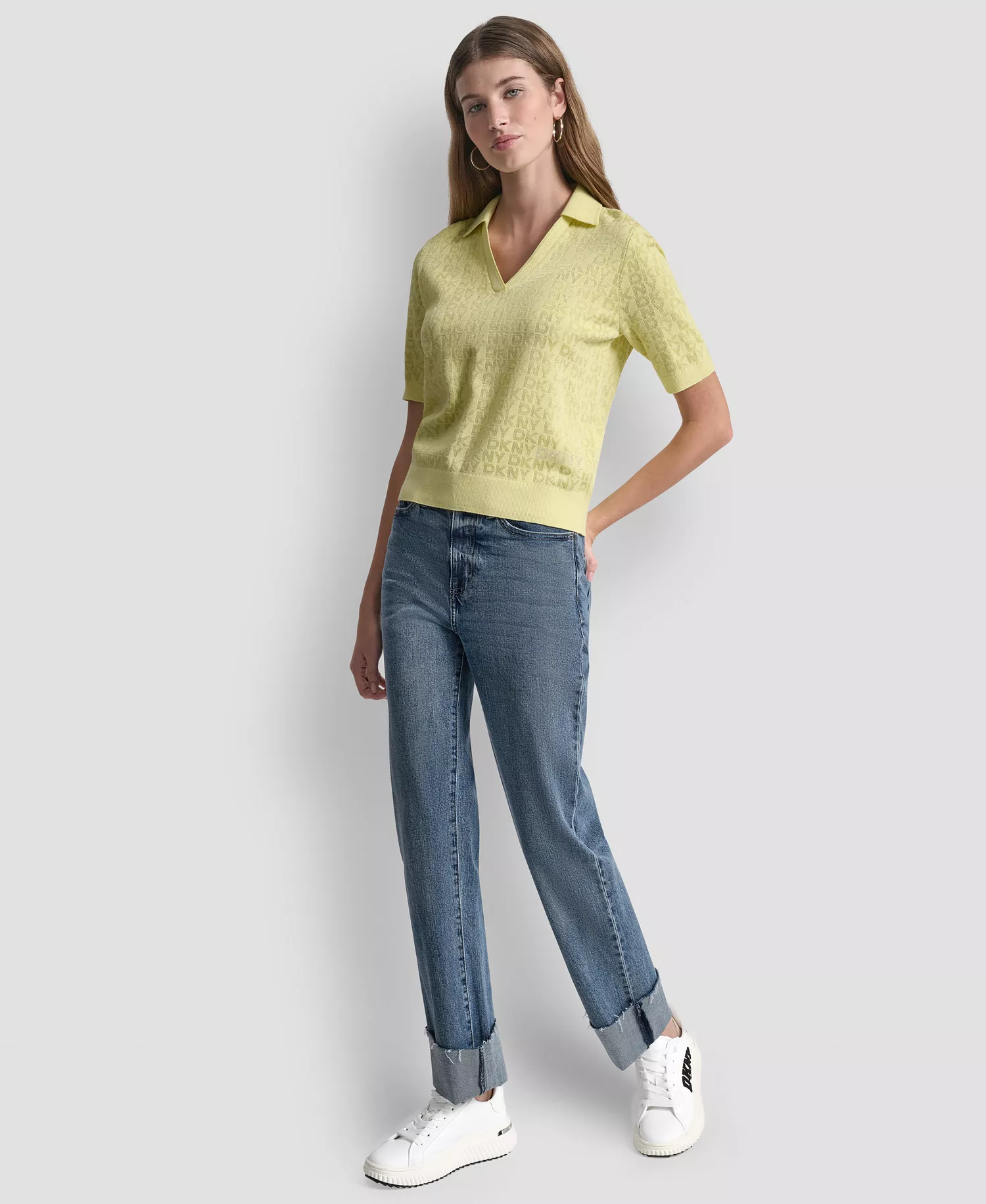 Petite Polo Collar Logo Sweater - Lemon Light - PL