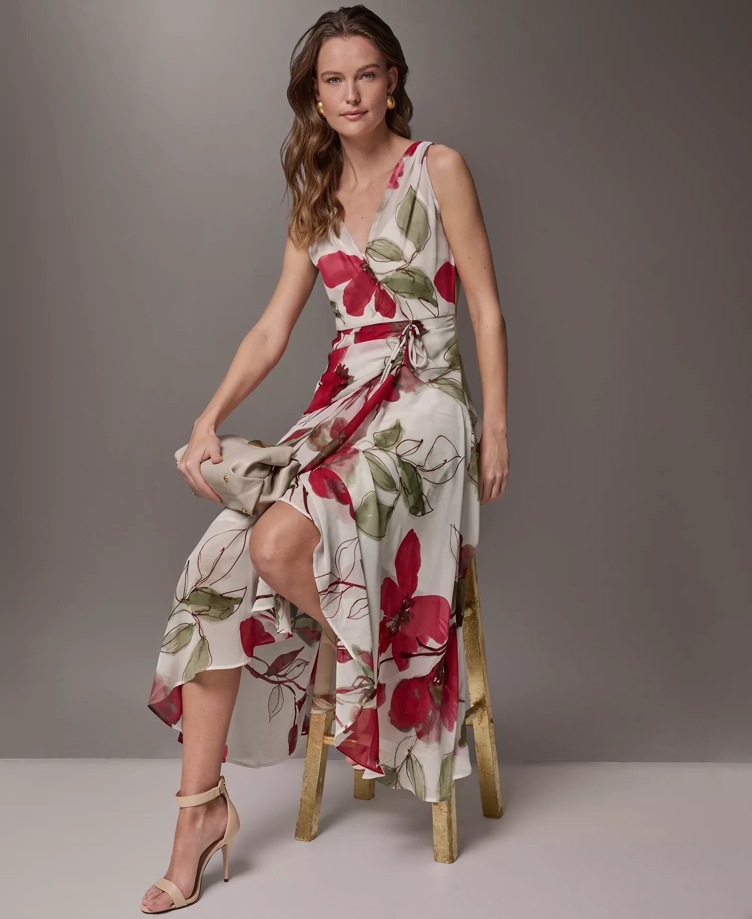 Women's Floral Faux Wrap Midi Dress - Azalea Multi - 10