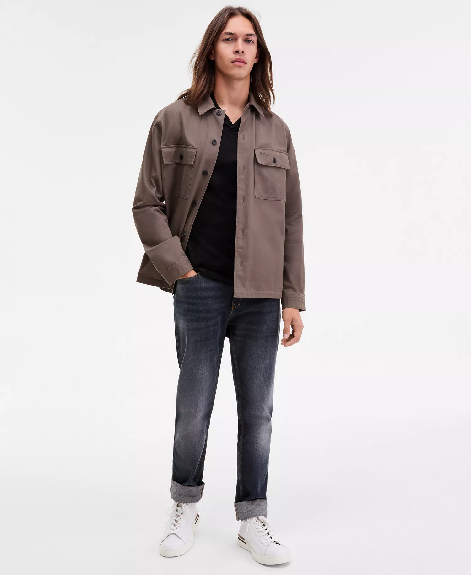 Men's Epoldo Oversized-Fit Long-Sleeve Shirt - grey - 2XL