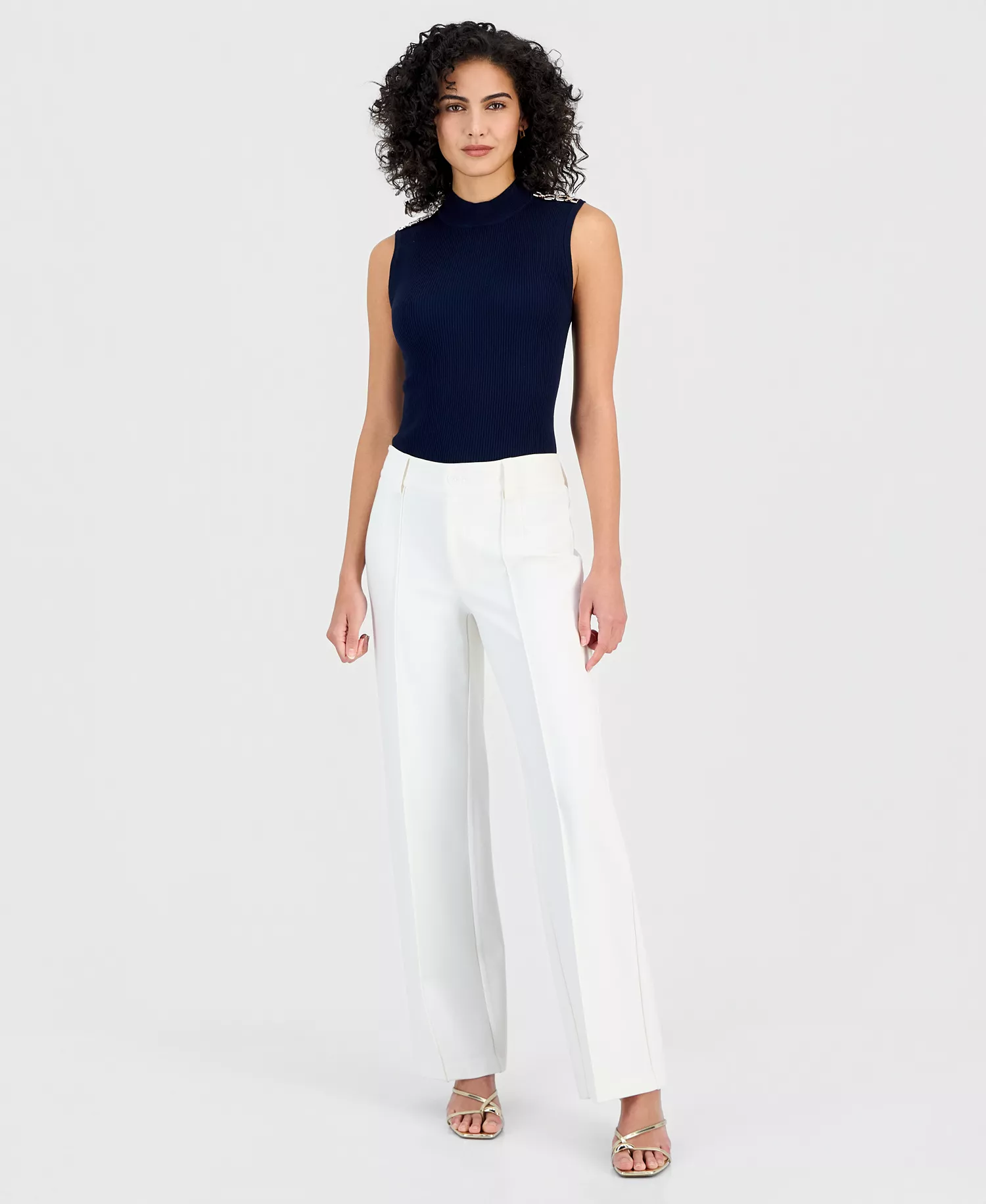 Women's High-Rise Wide-Leg Ankle Pants - White Star - 10