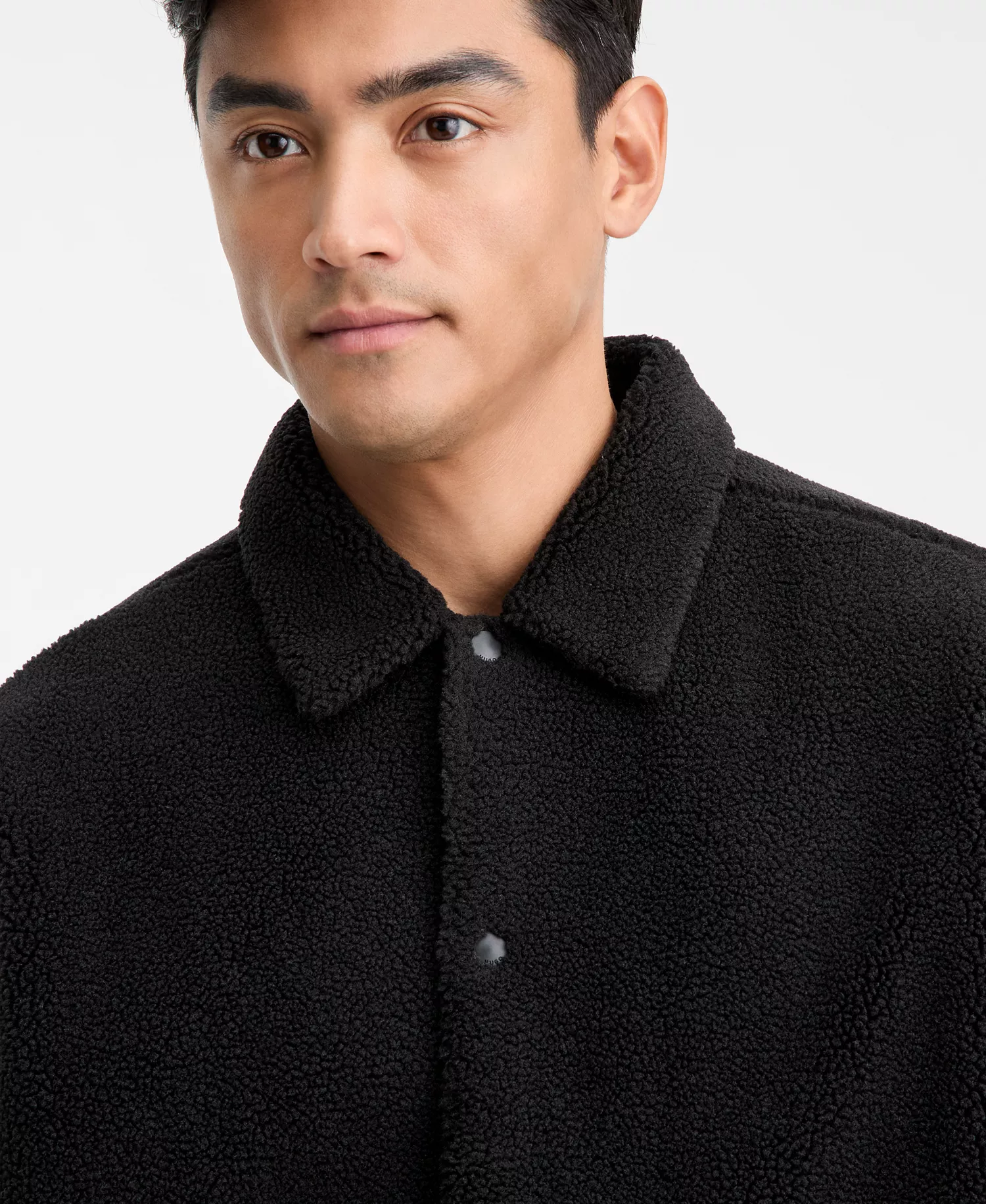 Men's Ebolt Solid-Color Fleece Shirt Jacket - Black - 2XL