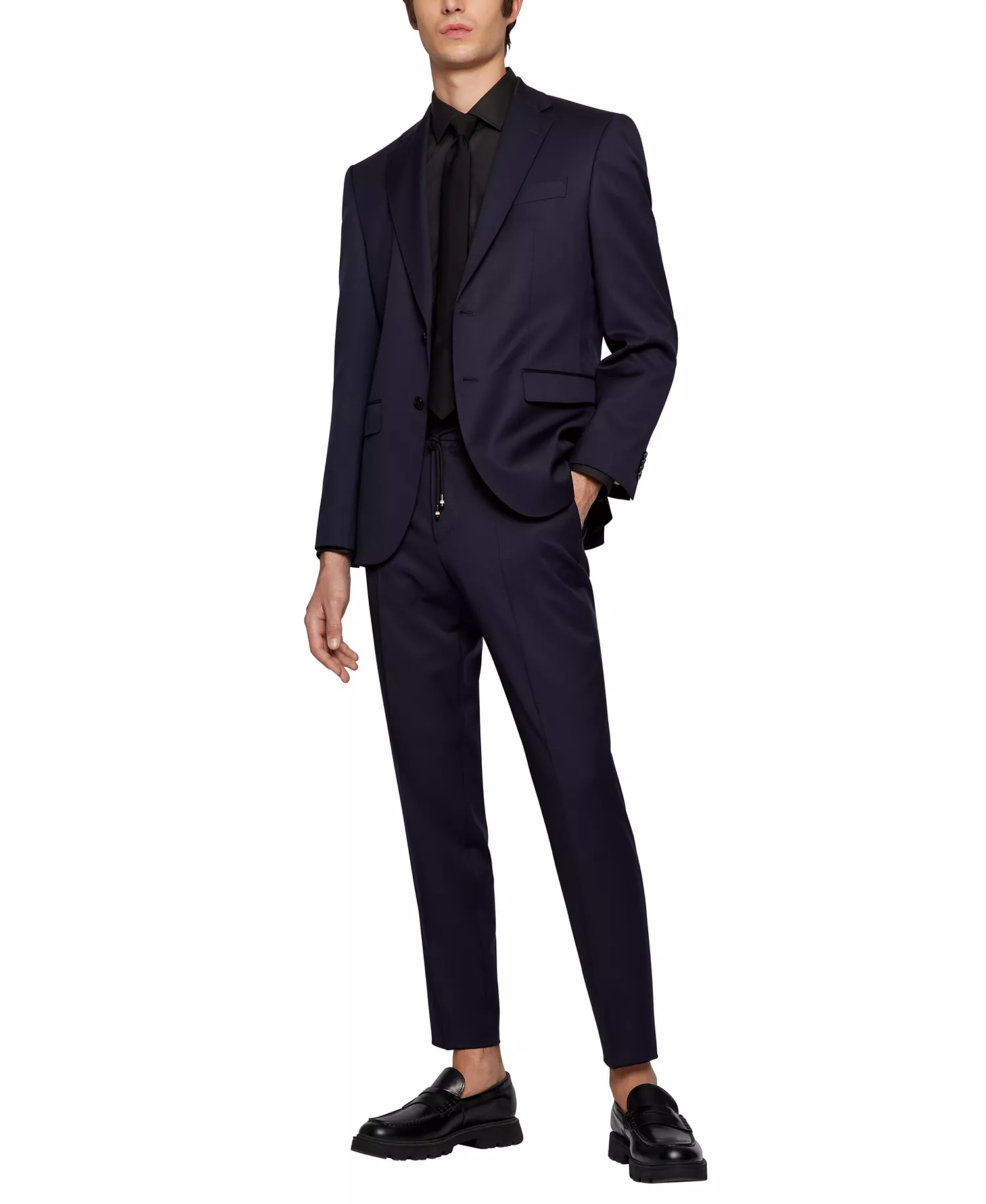 Men's Drawstring Trousers - Dark Blue - 28R