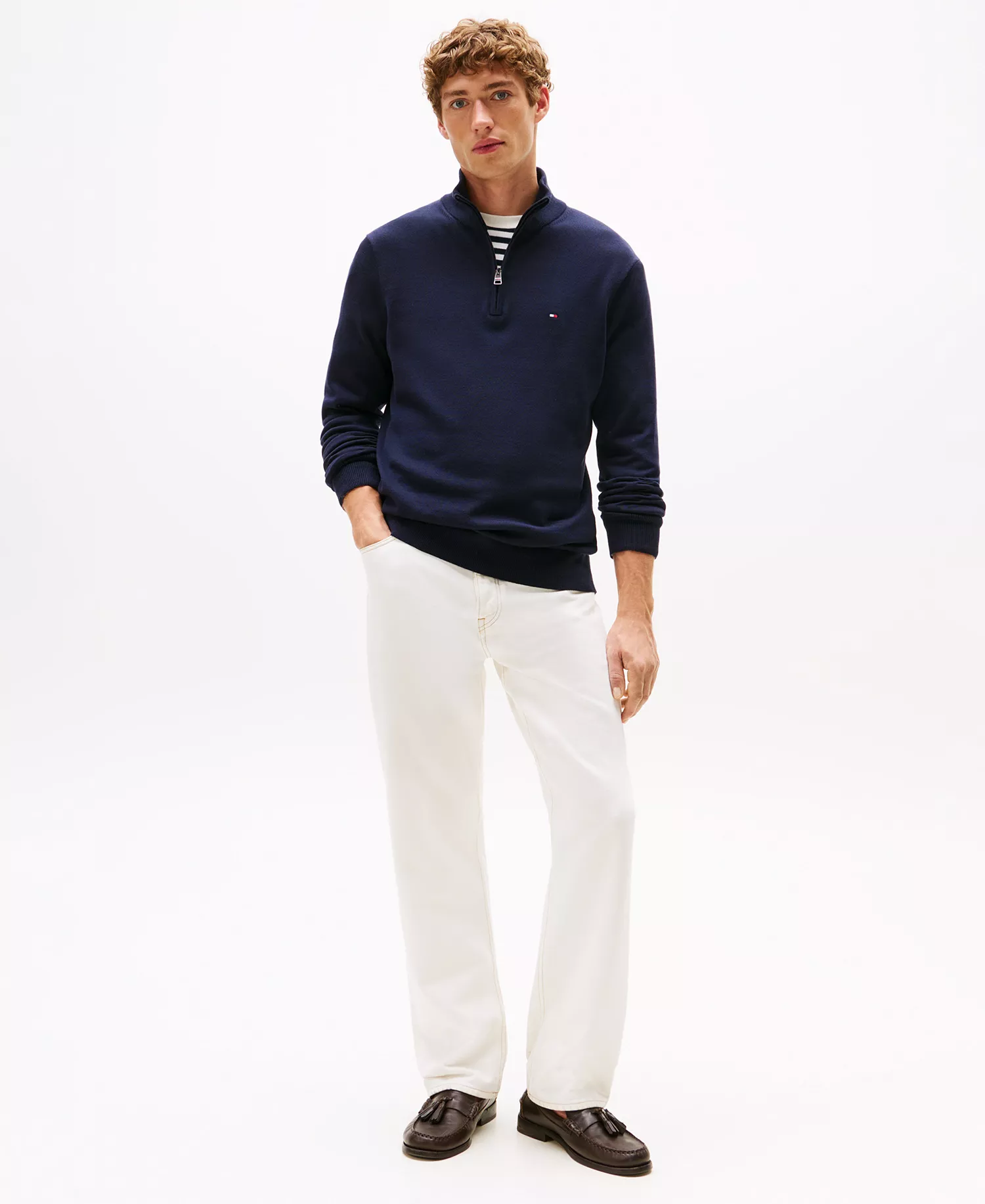 Men's Essential Quarter-Zip Pullover Knit Sweater - Desert Sky - M