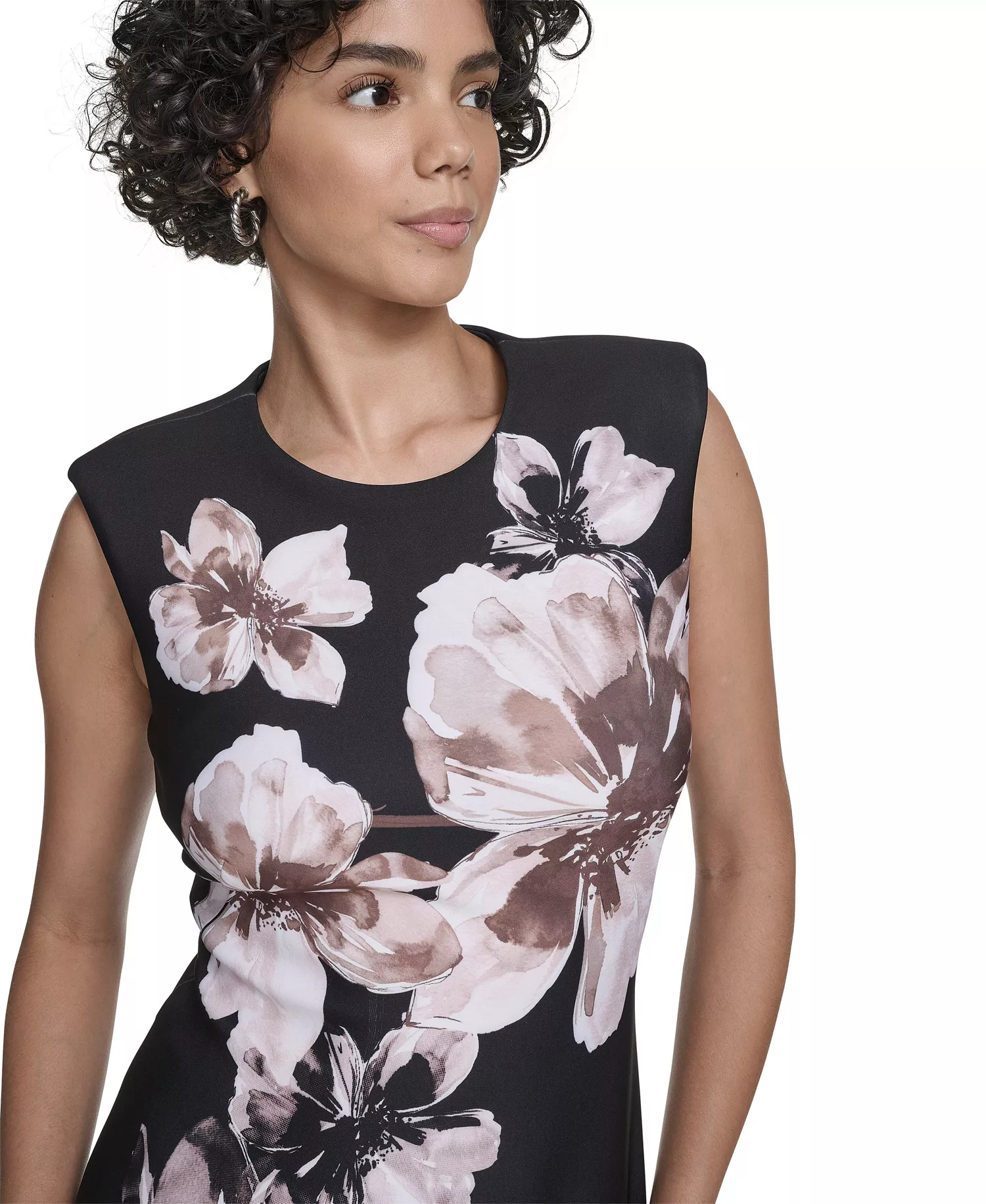 Women's Crew Neck Printed Sheath Dress - Gray - 2