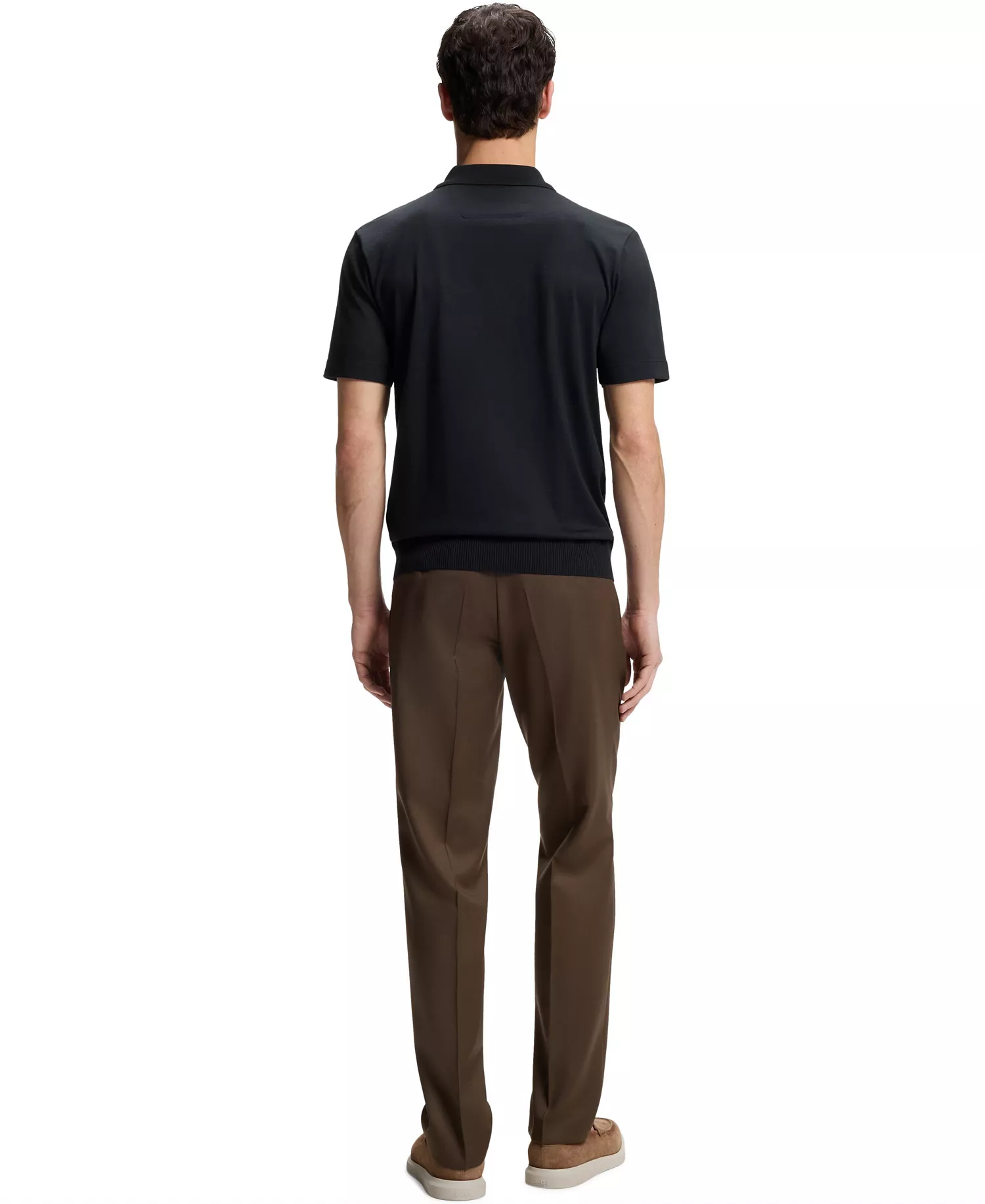 Men's Cotton-Silk Zip-Neck Polo Shirt - Dark Blue - 2XL