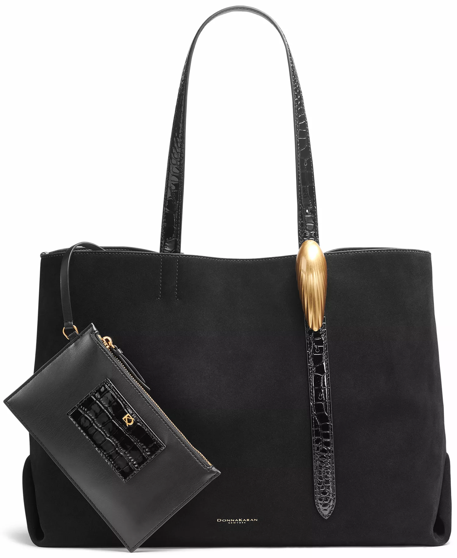 Women's Georgette Extra-Large Tote Bag - Black/gold - NO SIZE
