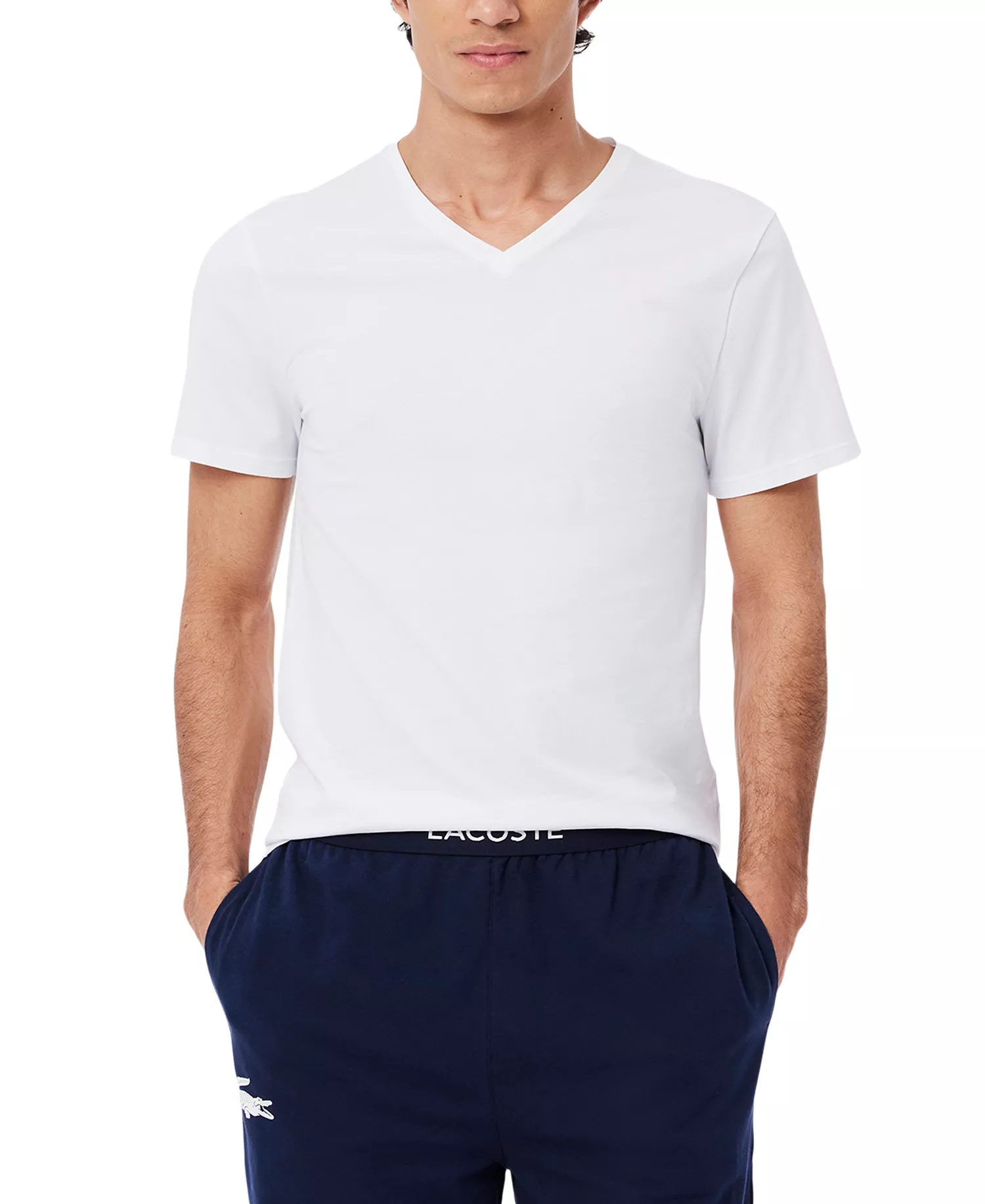 Men's 5-Pack Slim Fit V-Neck Cotton Undershirts - White - M