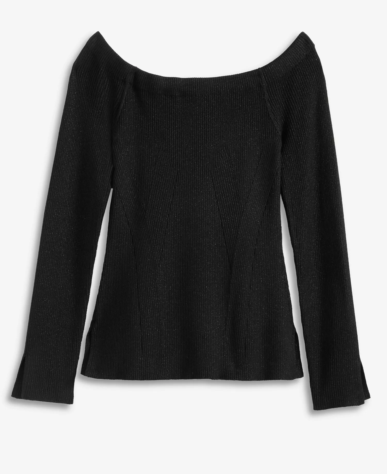 Women's Shimmer-Knit Boat-Neck Sweater, Macy's Exclusive - Deep Black Lurex - L
