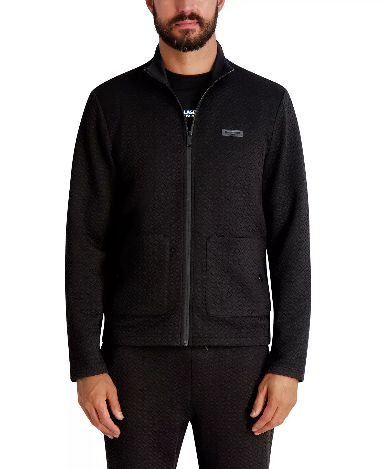 Men's Quilted Long Sleeves Jacket - Black - L