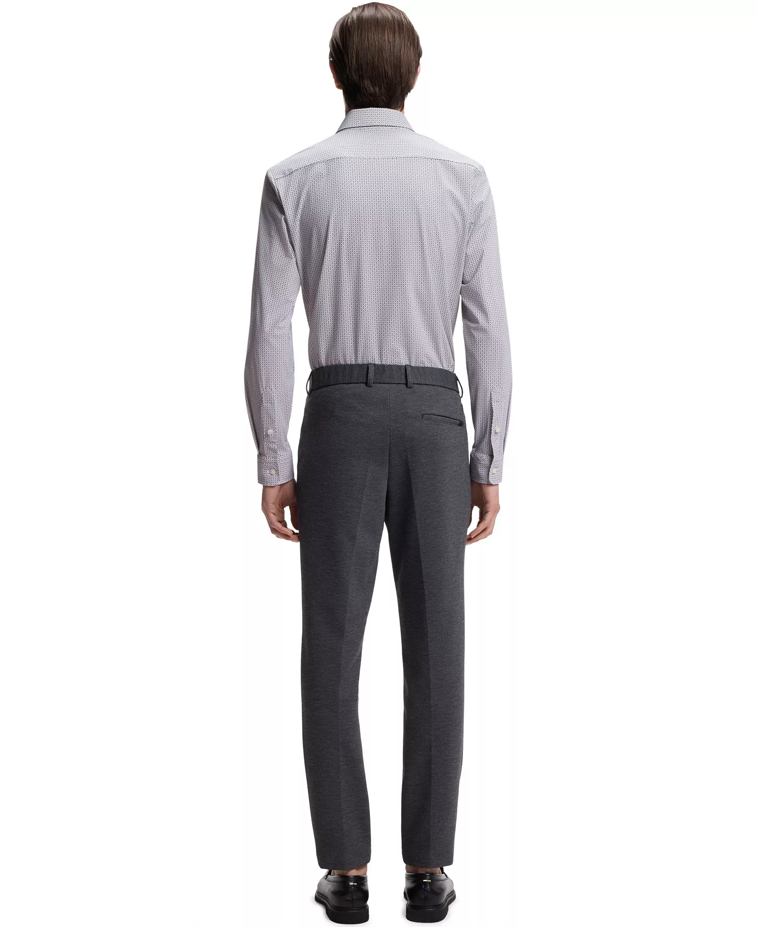 Men's Printed Performance-Stretch Jersey Slim-Fit Dress Shirt - Dark Beige - 2XL