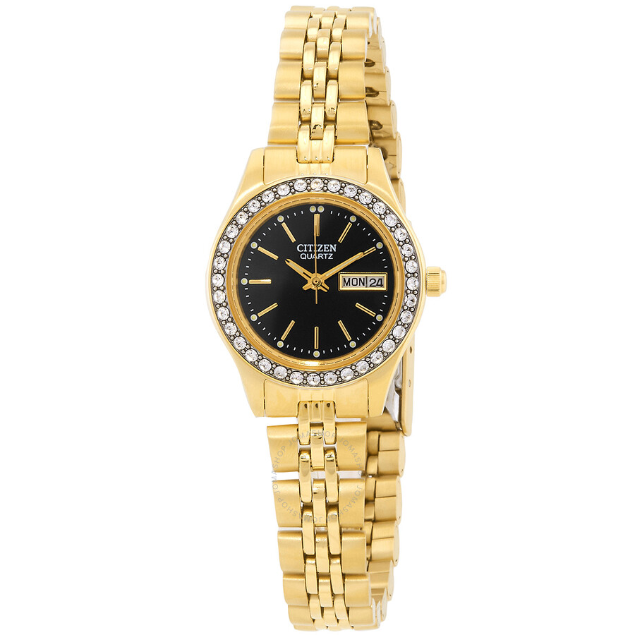 Citizen Quartz Crystal Black Dial Ladies Watch