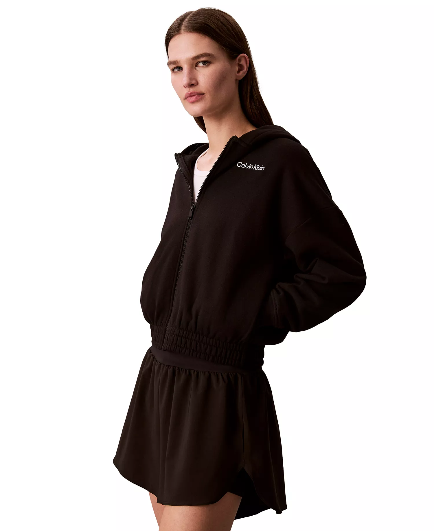 Women's Brushed French Terry Full Zip Hoodie - Black - 2XL