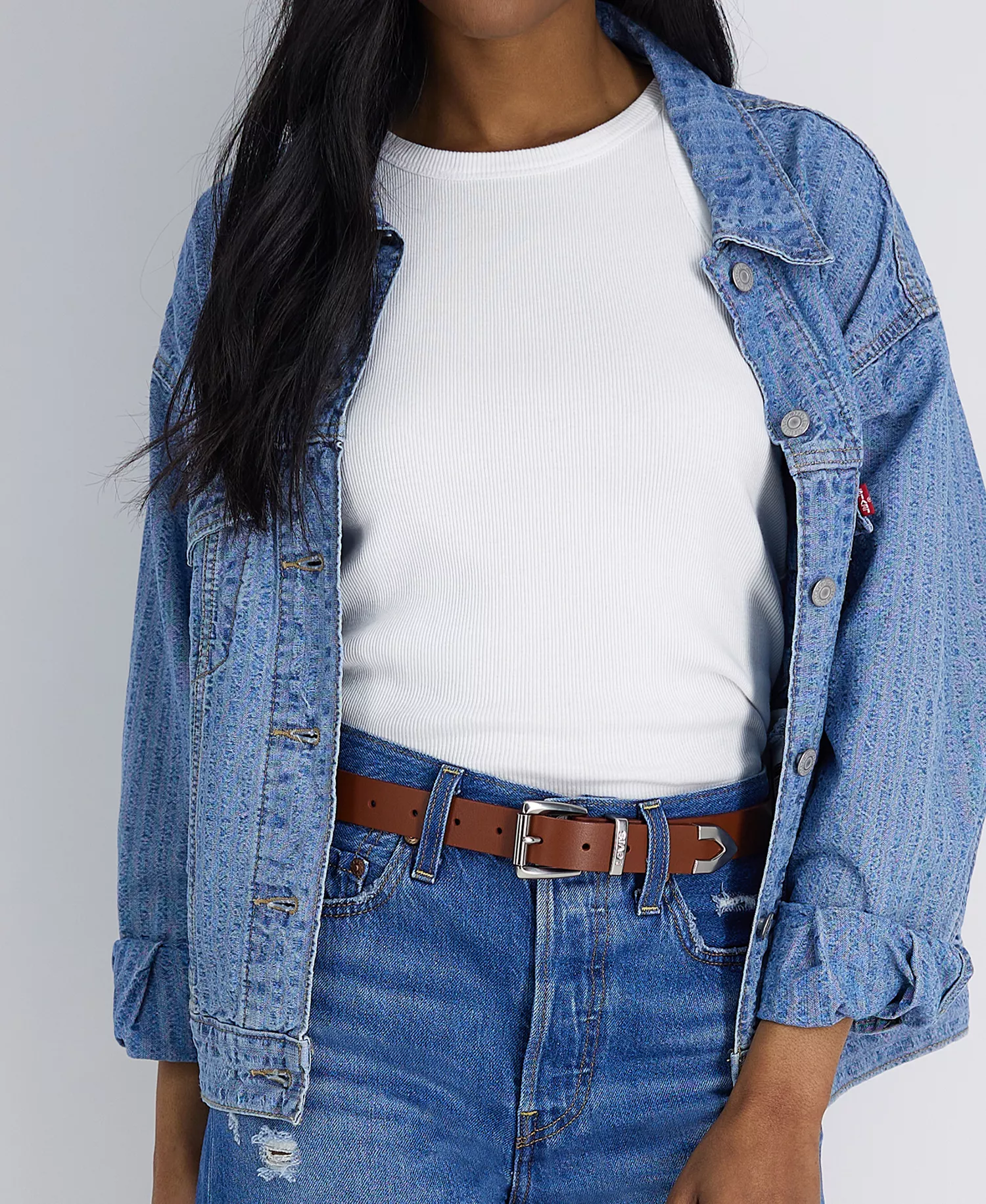 Women's Western Metal Tip End Leather Extended Size Belt - Tan - 2X